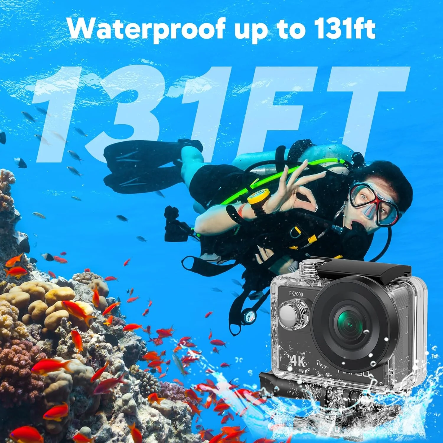 دوربین ورزشی 4K اکشن AKASO EK7000 Ultra HD WiFi ضد آب دوربین فیلمبرداری زیر آب با زاویه دید گسترده 170 درجه و کیت لوازم جانبی، مشکی دوربین ورزشی 4K اکشن AKASO EK7000 Ultra HD WiFi ضد آب دوربین فیلمبرداری زیر آب با زاویه دید گسترده 170 درجه و کیت لوازم جانبی، مشکی
