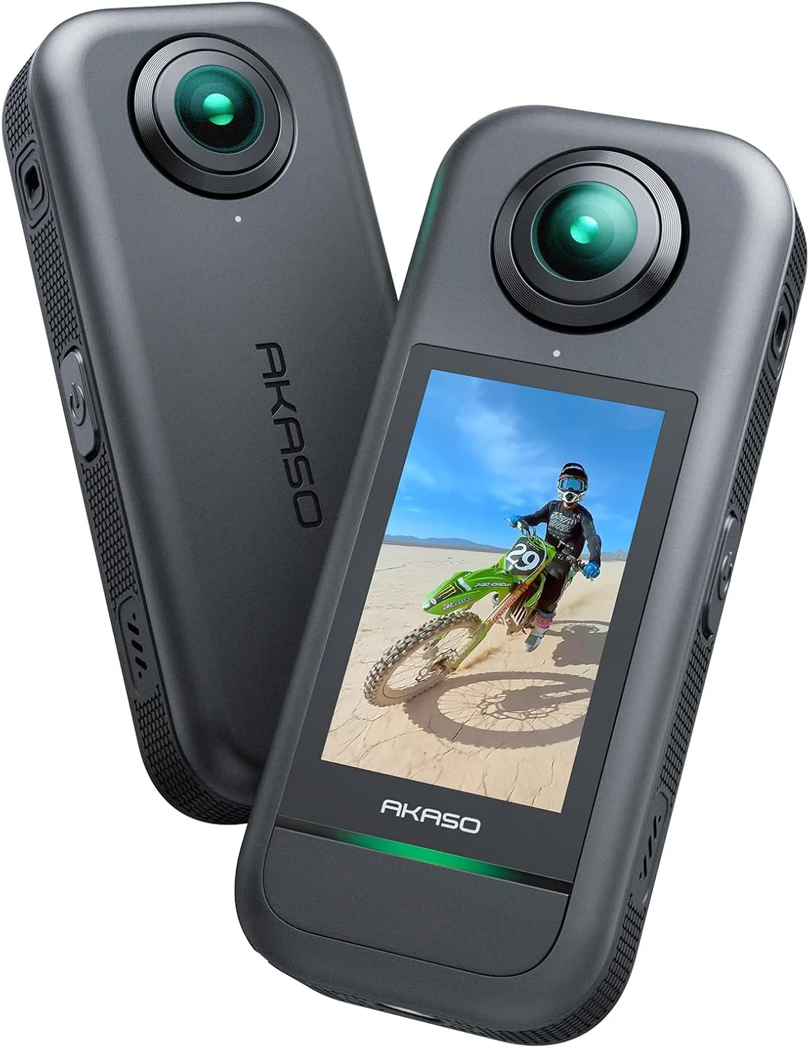 دوربین اکشن 360 درجه ضد آب AKASO - فیلم 360 درجه 5.7K با سنسورهای 1/2 اینچی 48 مگاپیکسلی، عکس 360 درجه 72 مگاپیکسلی، 360-SuperSmooth، صفحه لمسی 2.29 اینچی، جلوه نامرئی مونوپاد، قفل افق 360 درجه، ردیابی هوش مصنوعی