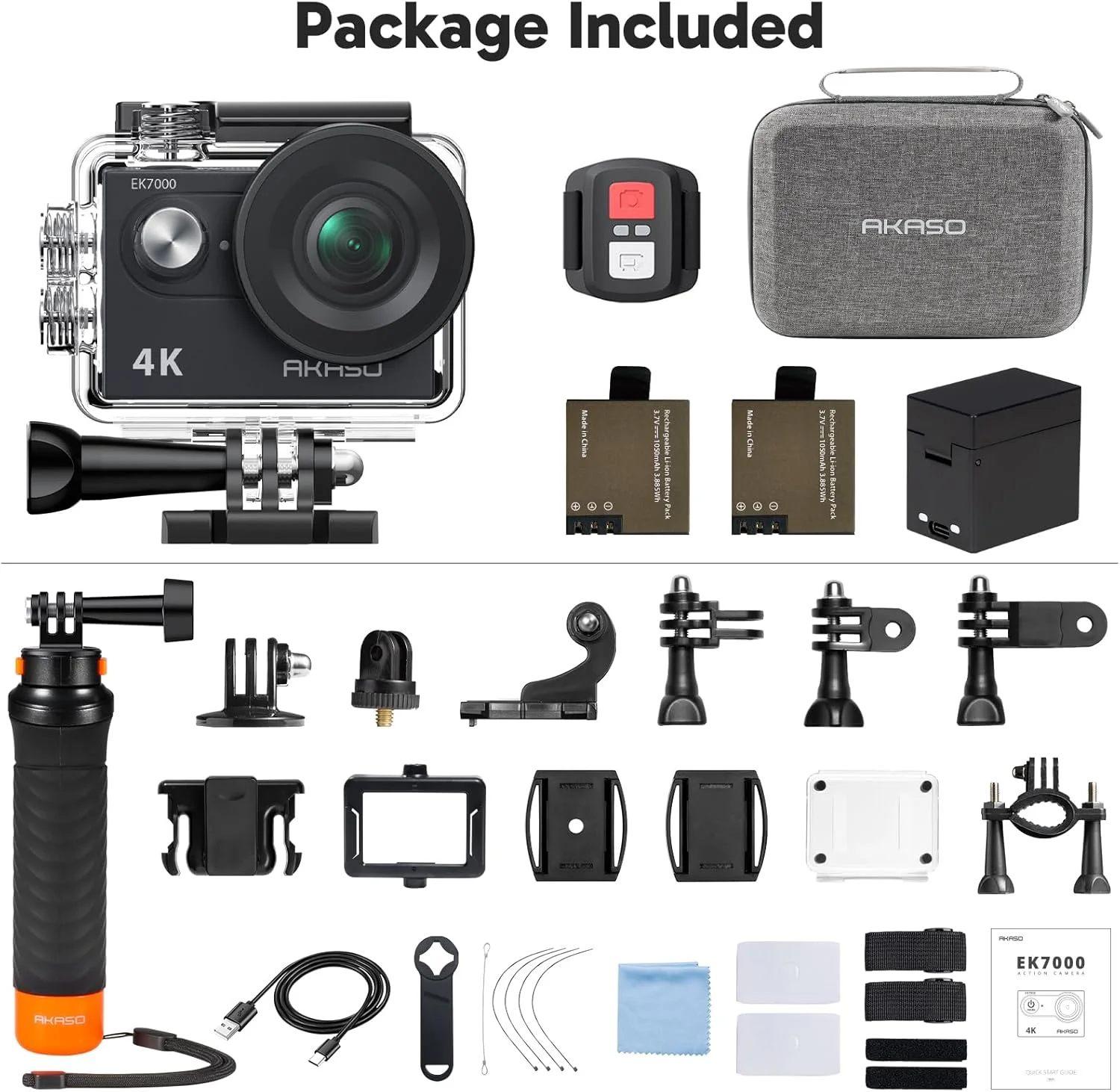 دوربین اکشن وای فای AKASO EK7000 4K30FPS 20MP به همراه دسته شناور - دوربین فوق العاده HD زیر آب تا عمق 40 متر ضد آب با کنترل از راه دور EIS زوم 4X در حالت عکس پشتیبانی از میکروفون خارجی دوربین اکشن وای فای AKASO EK7000 4K30FPS 20MP به همراه دسته شناور - دوربین فوق العاده HD زیر آب تا عمق 40 متر ضد آب با کنترل از راه دور EIS زوم 4X در حالت عکس پشتیبانی از میکروفون خارجی
