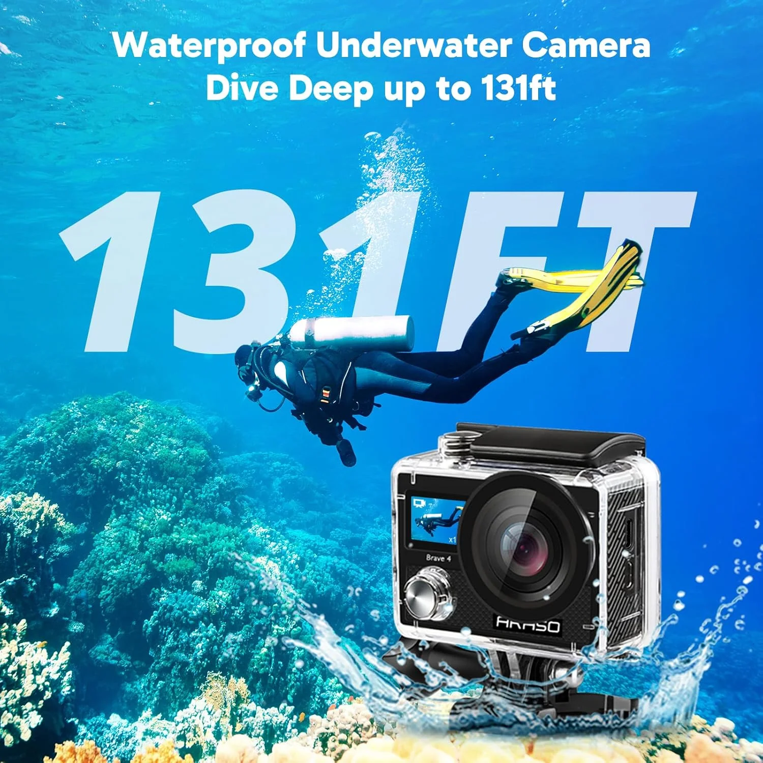دوربین اکشن AKASO Brave 4 4K30fps 20MP WiFi با EIS Ultra Hd ضد آب تا عمق 40 متری با کنترل از راه دور، زوم 5X، دوربین فیلمبرداری زیر آب با 2 باتری و کیت لوازم جانبی دوربین اکشن AKASO Brave 4 4K30fps 20MP WiFi با EIS Ultra Hd ضد آب تا عمق 40 متری با کنترل از راه دور، زوم 5X، دوربین فیلمبرداری زیر آب با 2 باتری و کیت لوازم جانبی
