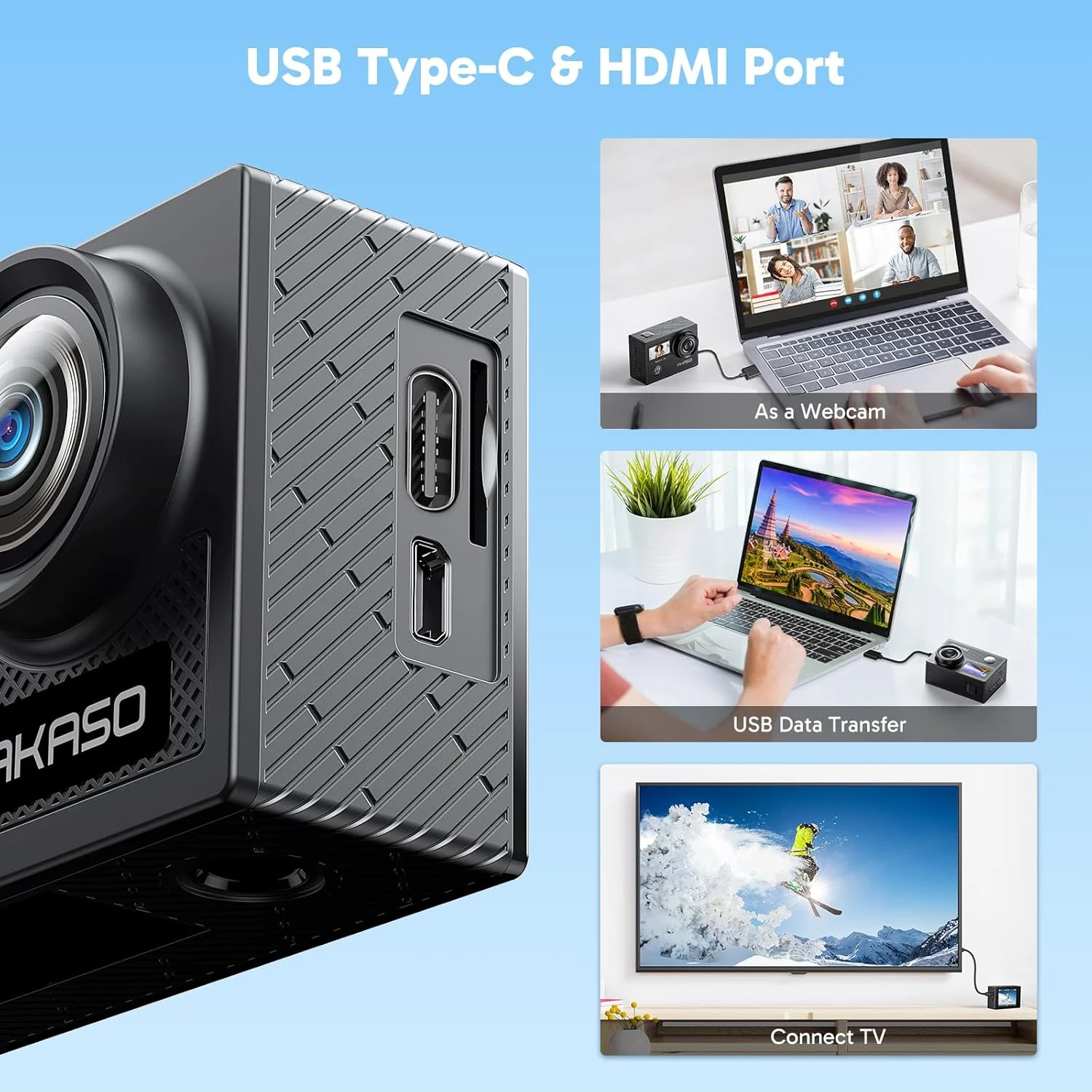 دوربین اکشن AKASO Brave 4 4K30fps 20MP WiFi با EIS Ultra Hd ضد آب تا عمق 40 متری با کنترل از راه دور، زوم 5X، دوربین فیلمبرداری زیر آب با 2 باتری و کیت لوازم جانبی دوربین اکشن AKASO Brave 4 4K30fps 20MP WiFi با EIS Ultra Hd ضد آب تا عمق 40 متری با کنترل از راه دور، زوم 5X، دوربین فیلمبرداری زیر آب با 2 باتری و کیت لوازم جانبی