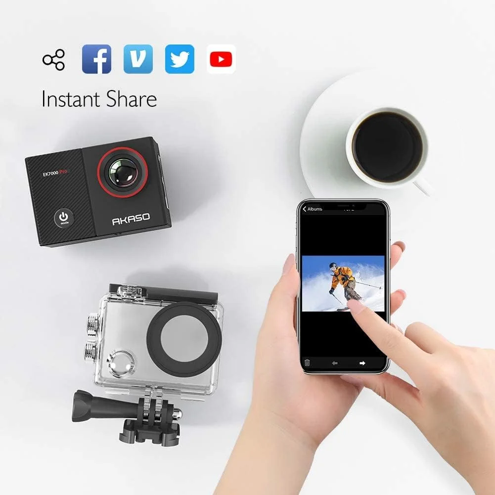 دوربین اکشن AKASO EK7000 Pro 4K با صفحه لمسی EIS، دوربین ضد آب 40 متری با کارت حافظه microSDXC 64 گیگابایتی و کنترل از راه دور، دوربین زیر آب با کیت لوازم جانبی کلاه ایمنی دوربین اکشن AKASO EK7000 Pro 4K با صفحه لمسی EIS، دوربین ضد آب 40 متری با کارت حافظه microSDXC 64 گیگابایتی و کنترل از راه دور، دوربین زیر آب با کیت لوازم جانبی کلاه ایمنی