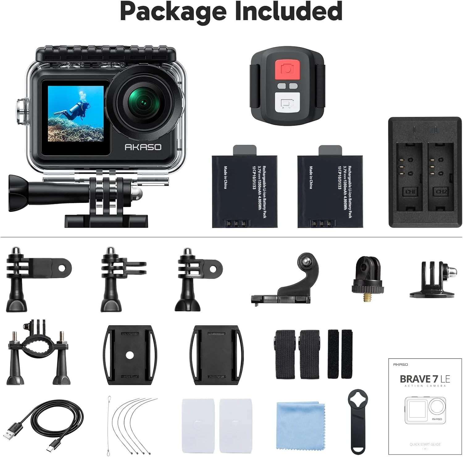 دوربین اکشن AKASO Brave 7 LE 4K30FPS 20MP WiFi با صفحه لمسی EIS 2.0 زوم کنترل از راه دور دوربین ضد آب 131 فوتی با 2 عدد باتری 1350mAh پشتیبانی از میکروفون خارجی دوربین ولاگ دوربین اکشن AKASO Brave 7 LE 4K30FPS 20MP WiFi با صفحه لمسی EIS 2.0 زوم کنترل از راه دور دوربین ضد آب 131 فوتی با 2 عدد باتری 1350mAh پشتیبانی از میکروفون خارجی دوربین ولاگ