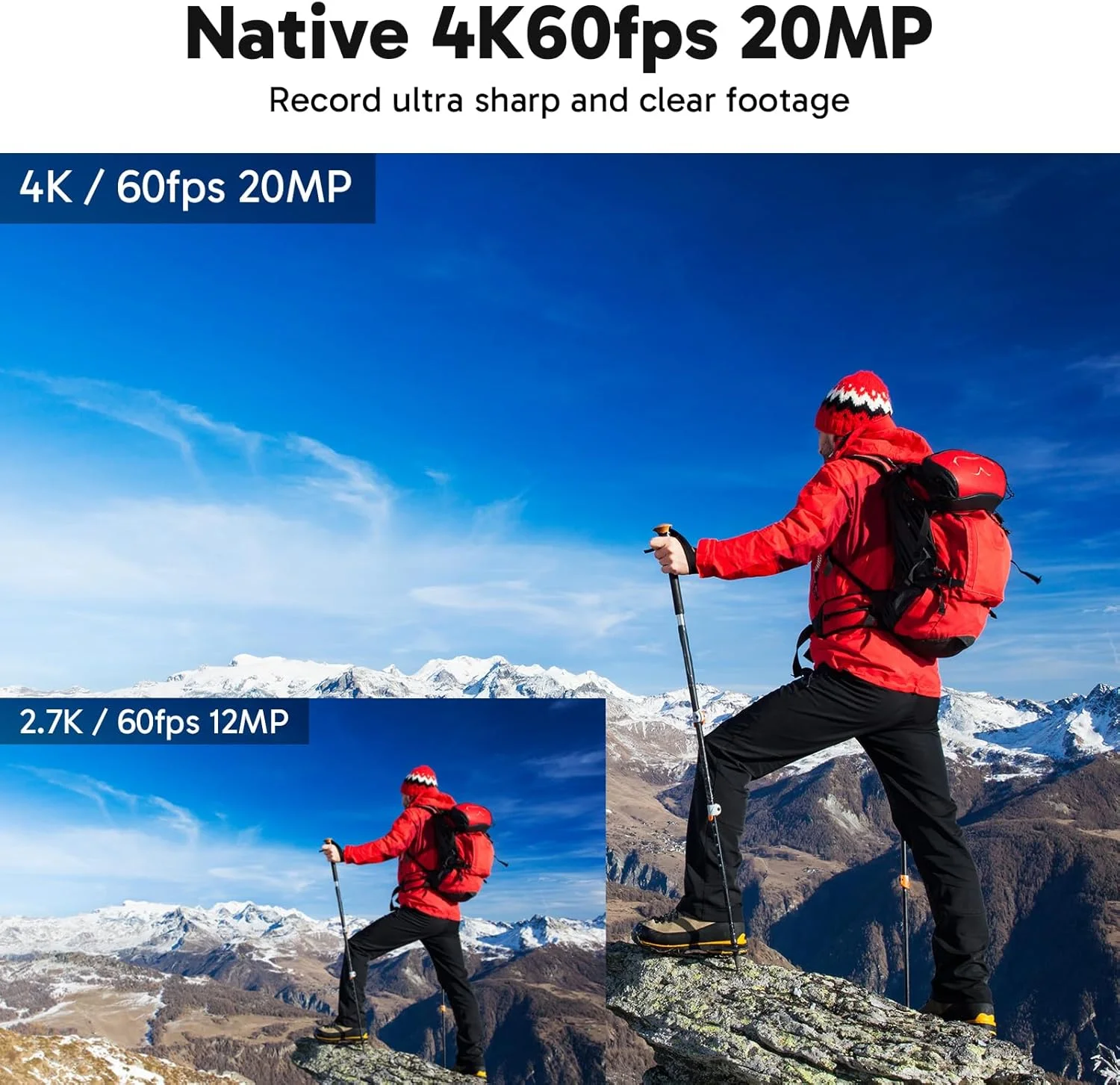 دوربین اکشن AKASO V50 Elite 4K60fps WiFi با صفحه لمسی EIS، کنترل صوتی، ضد آب تا عمق 40 متری، دوربین زیر آب با زاویه دید قابل تنظیم، زوم 8X، کیت لوازم جانبی کنترل از راه دور