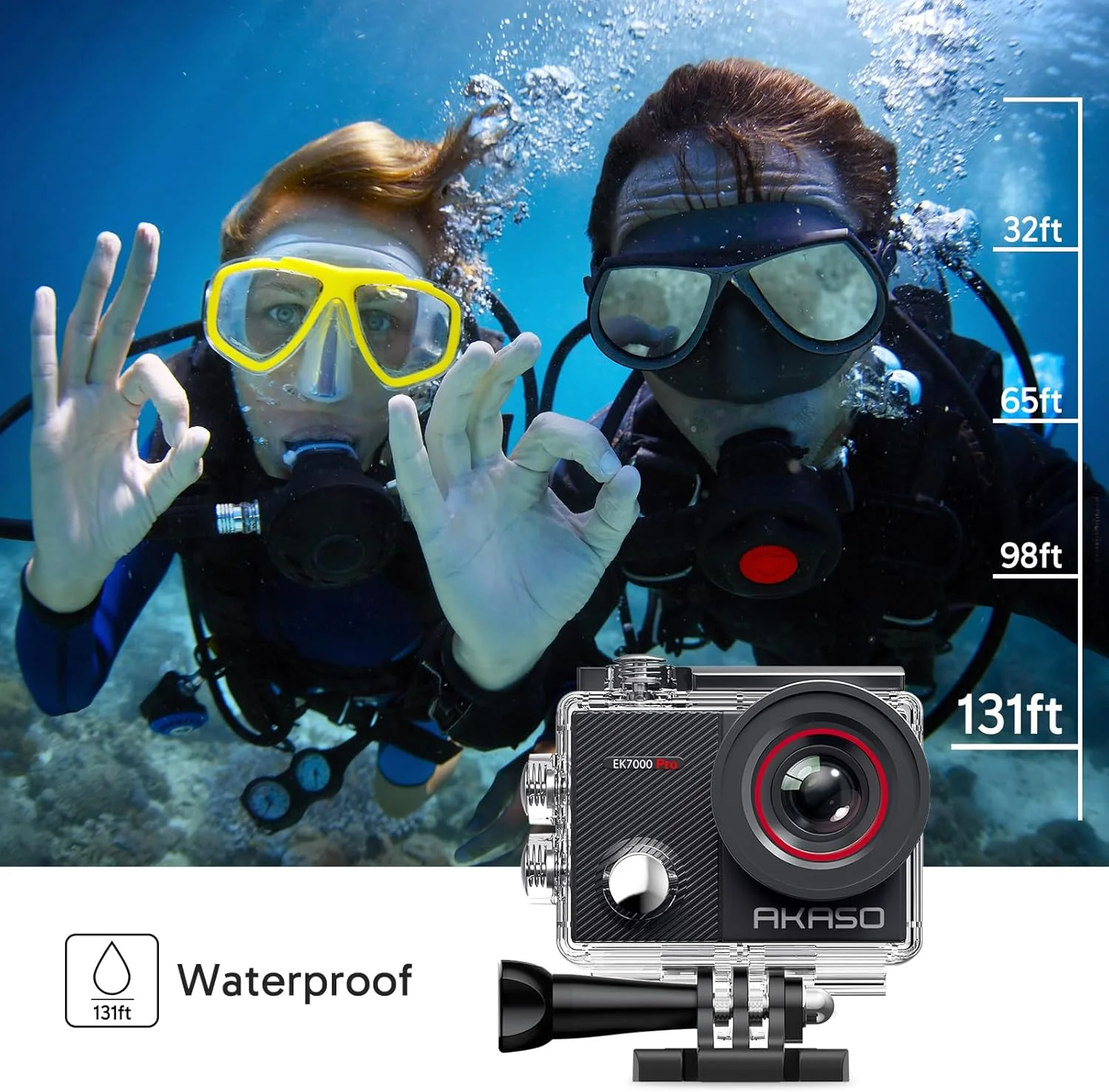 دوربین اکشن AKASO EK7000 Pro 4K30 با صفحه لمسی EIS، دوربین ضد آب 40 متری زیر آب، زوم 5X، کنترل از راه دور با دسته شناور ضد آب و کیف حمل لوازم جانبی دوربین اکشن AKASO EK7000 Pro 4K30 با صفحه لمسی EIS، دوربین ضد آب 40 متری زیر آب، زوم 5X، کنترل از راه دور با دسته شناور ضد آب و کیف حمل لوازم جانبی