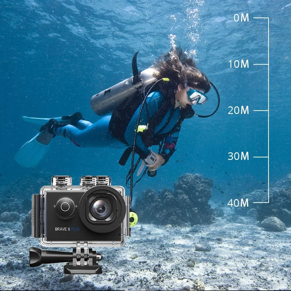دوربین اکشن AKASO Brave 6 Plus با کیفیت 4K30FPS، وای فای، صفحه لمسی، EIS، زوم 4X، کنترل صوتی، کنترل از راه دور، ضد آب تا عمق 40 متر، 2 باتری 1350mAh و کیت لوازم جانبی کلاه ایمنی دوربین اکشن AKASO Brave 6 Plus با کیفیت 4K30FPS، وای فای، صفحه لمسی، EIS، زوم 4X، کنترل صوتی، کنترل از راه دور، ضد آب تا عمق 40 متر، 2 باتری 1350mAh و کیت لوازم جانبی کلاه ایمنی