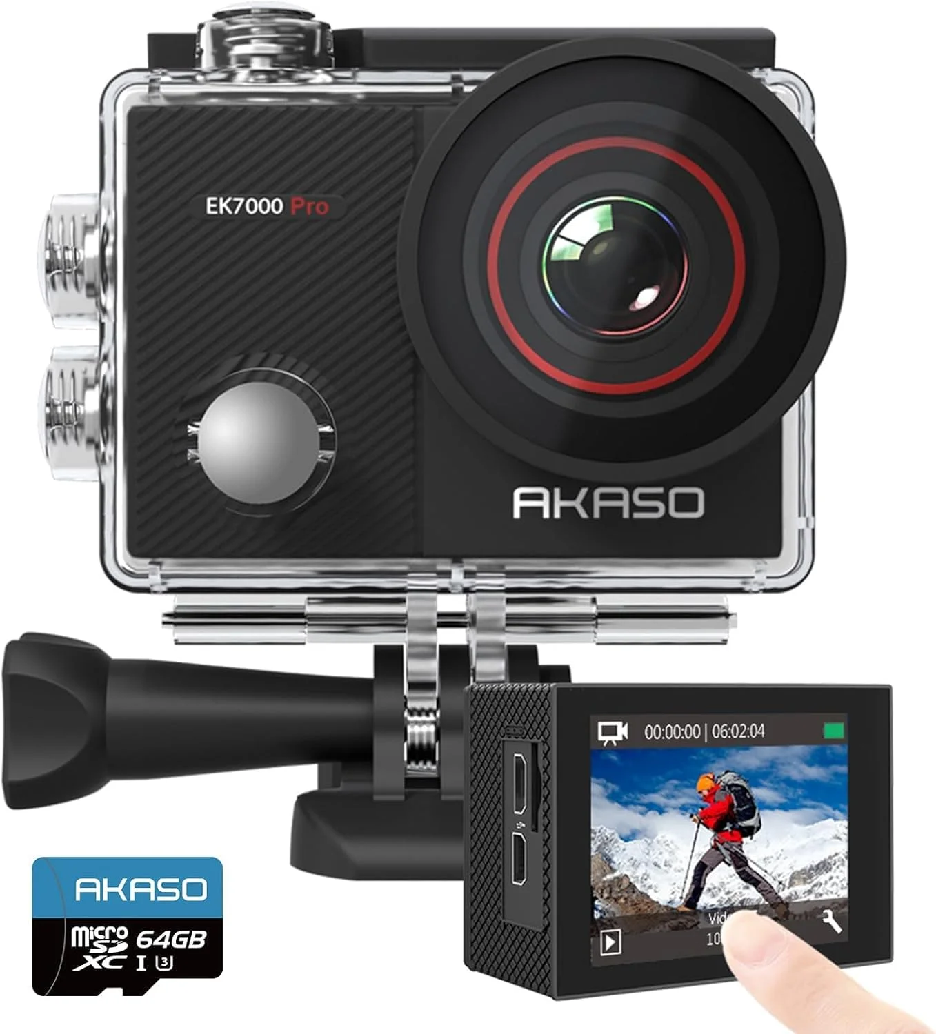 دوربین اکشن 4K آکاسو EK7000 Pro به همراه کارت حافظه microSDXC 64 گیگابایتی