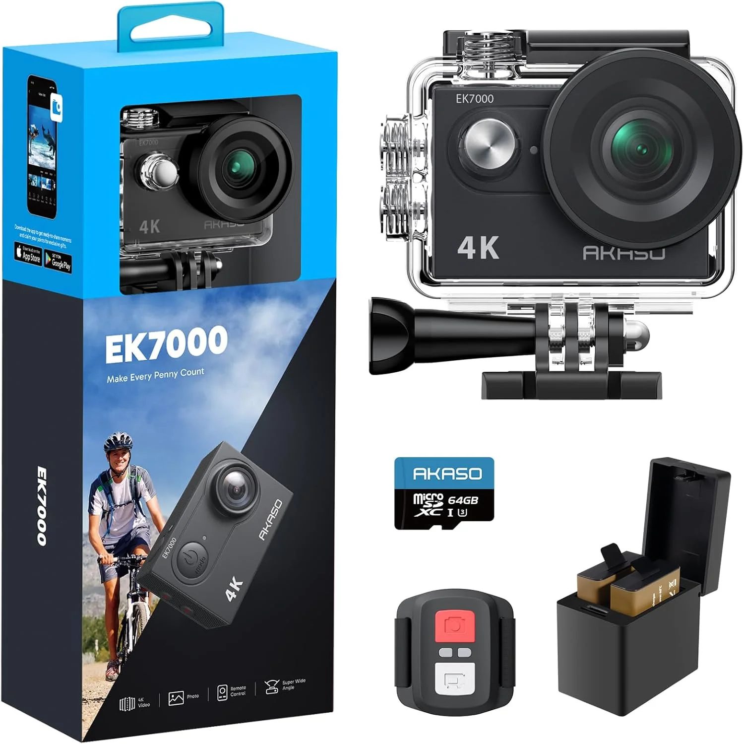 دوربین اکشن AKASO EK7000 با حافظه 64 گیگابایت