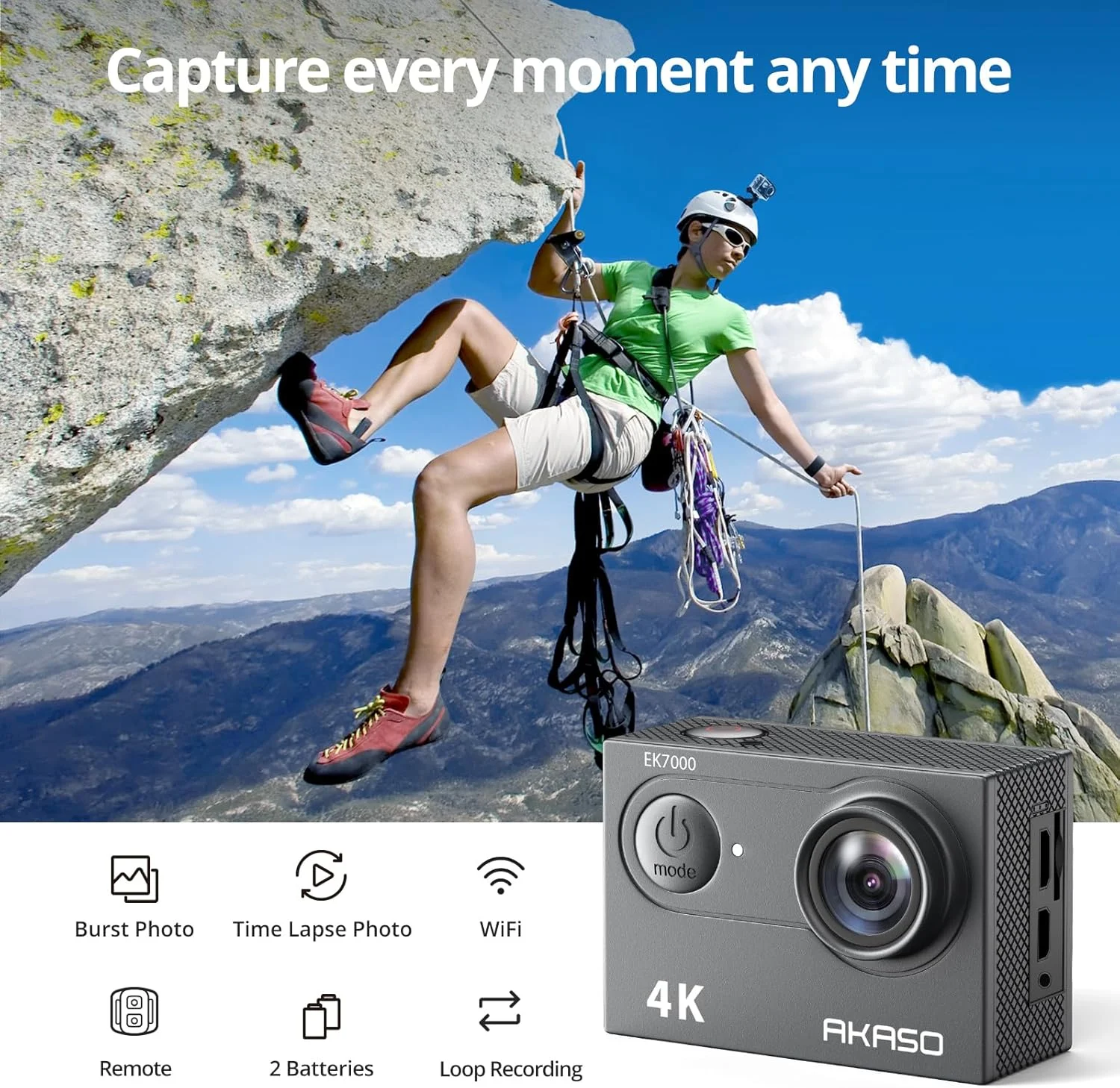دوربین اکشن AKASO EK7000 با حافظه 64 گیگابایت دوربین اکشن AKASO EK7000 با حافظه 64 گیگابایت