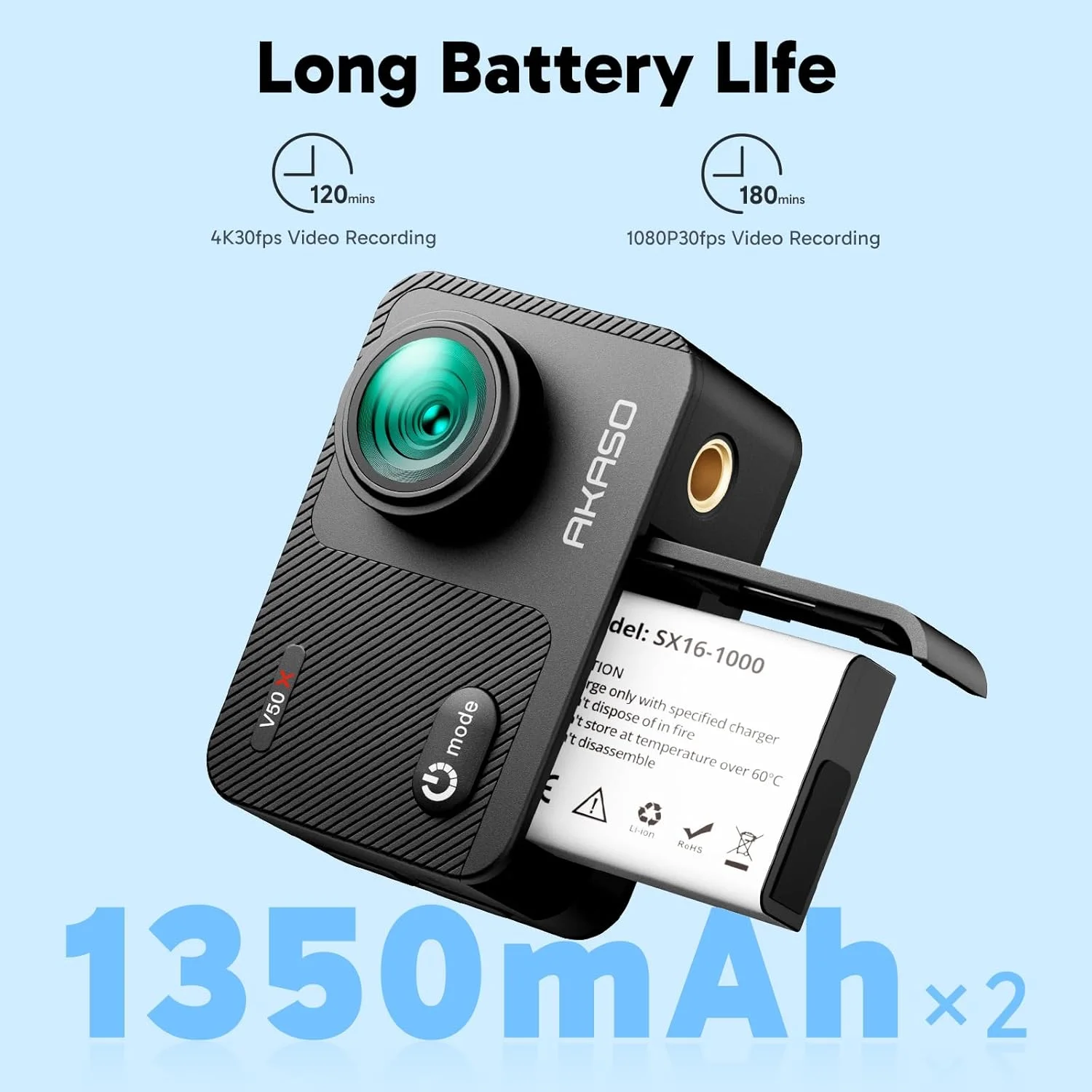 دوربین اکشن AKASO V50 X، دوربین ضد لرزش EIS بومی 4K وای فای زیر آب 40 متری با صفحه لمسی، کنترل از راه دور، کیس ضد آب و کیت لوازم جانبی نصب دوربین اکشن AKASO V50 X، دوربین ضد لرزش EIS بومی 4K وای فای زیر آب 40 متری با صفحه لمسی، کنترل از راه دور، کیس ضد آب و کیت لوازم جانبی نصب