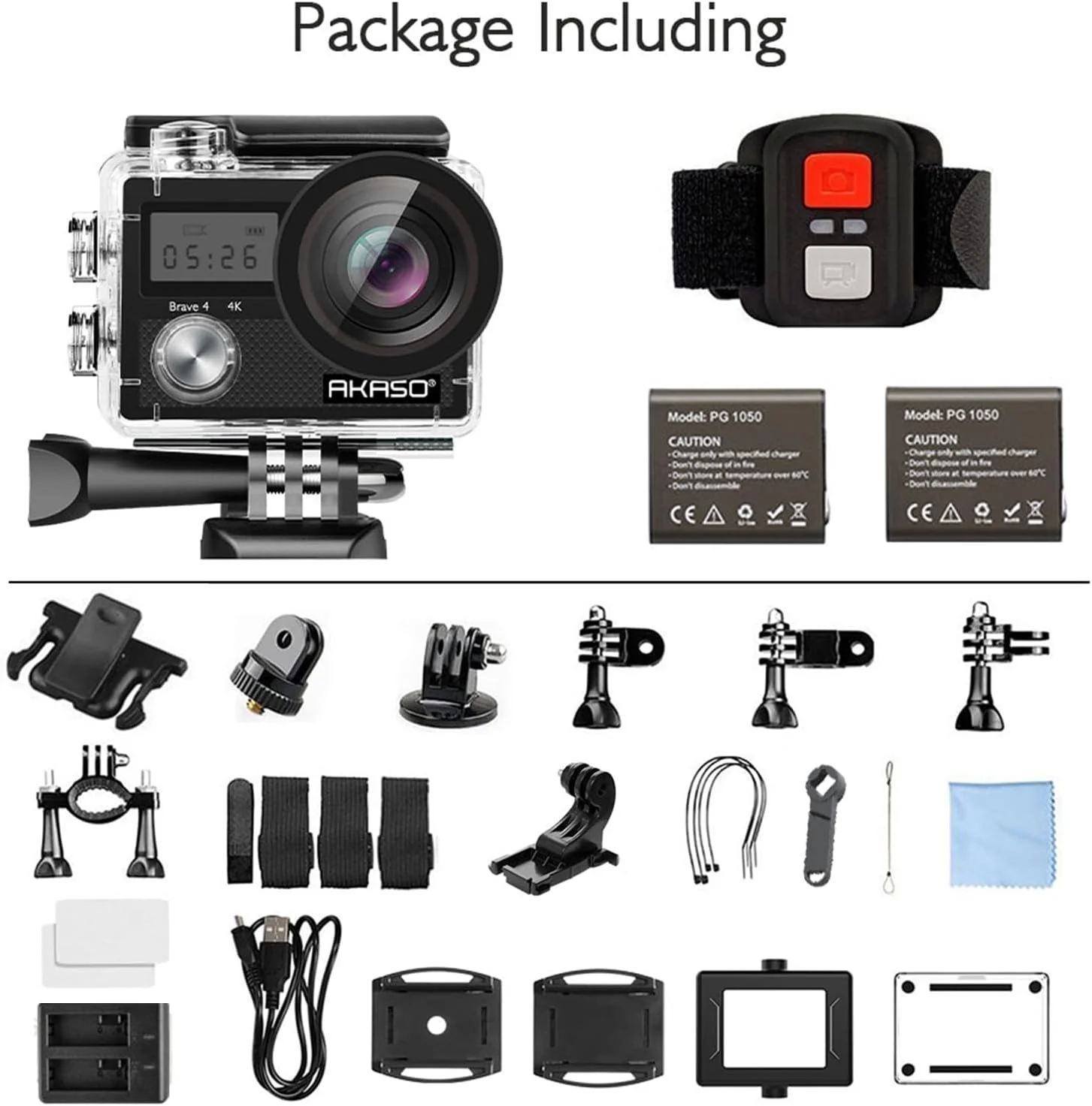 دوربین اکشن AKASO 4K 30FPS 20MP Ultra HD با کنترل از راه دور WiFi، تثبیت کننده تصویر، دوربین های ضد آب تا عمق 40 متری با 2 باتری، شارژر، گیره فرمان دوچرخه و کیت لوازم جانبی دوربین اکشن AKASO 4K 30FPS 20MP Ultra HD با کنترل از راه دور WiFi، تثبیت کننده تصویر، دوربین های ضد آب تا عمق 40 متری با 2 باتری، شارژر، گیره فرمان دوچرخه و کیت لوازم جانبی