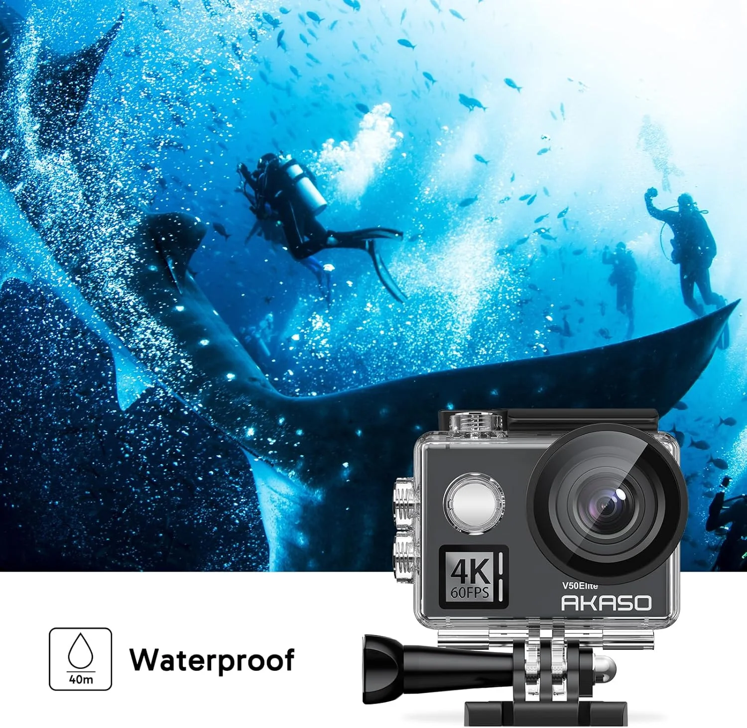دوربین اکشن AKASO V50 Elite به همراه کارت حافظه MicroSDXC 64 گیگابایتی، کیفیت 4K/60FPS، وای فای 20 مگاپیکسلی، دوربین ضد آب زیر آب 40 متری با صفحه لمسی، کنترل صوتی، زوم 8 برابر دوربین اکشن AKASO V50 Elite به همراه کارت حافظه MicroSDXC 64 گیگابایتی، کیفیت 4K/60FPS، وای فای 20 مگاپیکسلی، دوربین ضد آب زیر آب 40 متری با صفحه لمسی، کنترل صوتی، زوم 8 برابر
