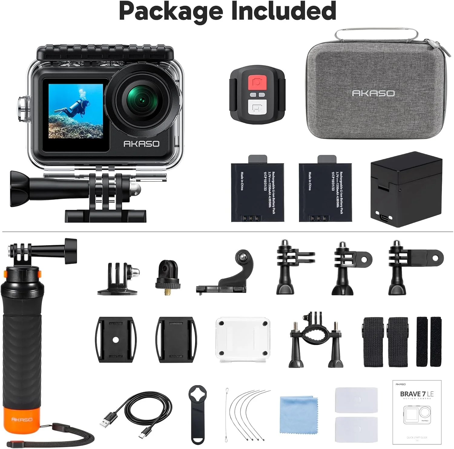 دوربین اکشن AKASO Brave 7 LE 4K30FPS 20MP WiFi با صفحه لمسی EIS 2.0 زوم کنترل از راه دور ضد آب تا عمق 40 متر به همراه دسته شناور ضد آب و کیف حمل دوربین اکشن AKASO Brave 7 LE 4K30FPS 20MP WiFi با صفحه لمسی EIS 2.0 زوم کنترل از راه دور ضد آب تا عمق 40 متر به همراه دسته شناور ضد آب و کیف حمل