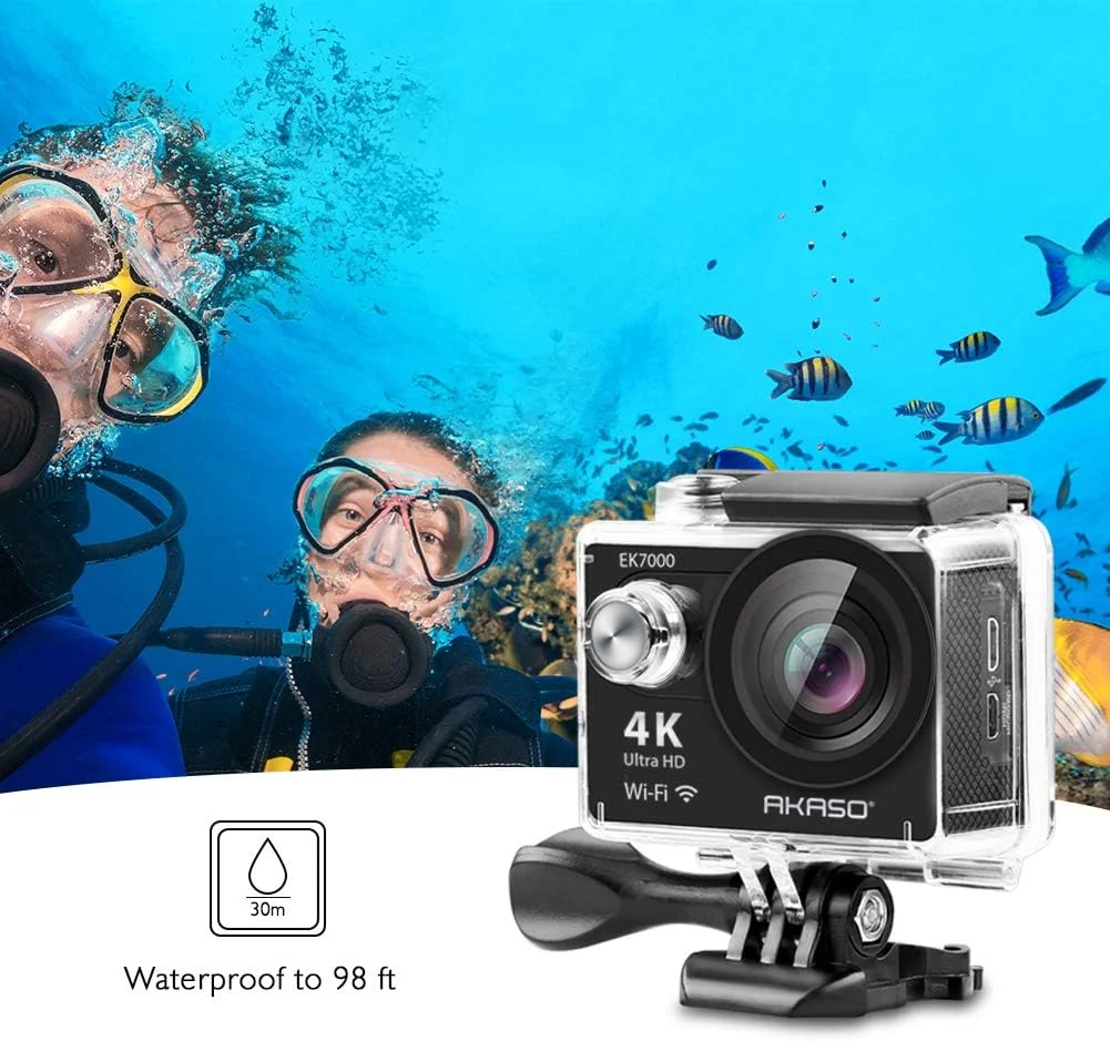 دوربین اکشن AKASO EK7000 4K25FPS دوربین فوق العاده HD زیر آب با زاویه دید گسترده 170 درجه دوربین ضد آب 98FT مشکی دوربین اکشن AKASO EK7000 4K25FPS دوربین فوق العاده HD زیر آب با زاویه دید گسترده 170 درجه دوربین ضد آب 98FT مشکی