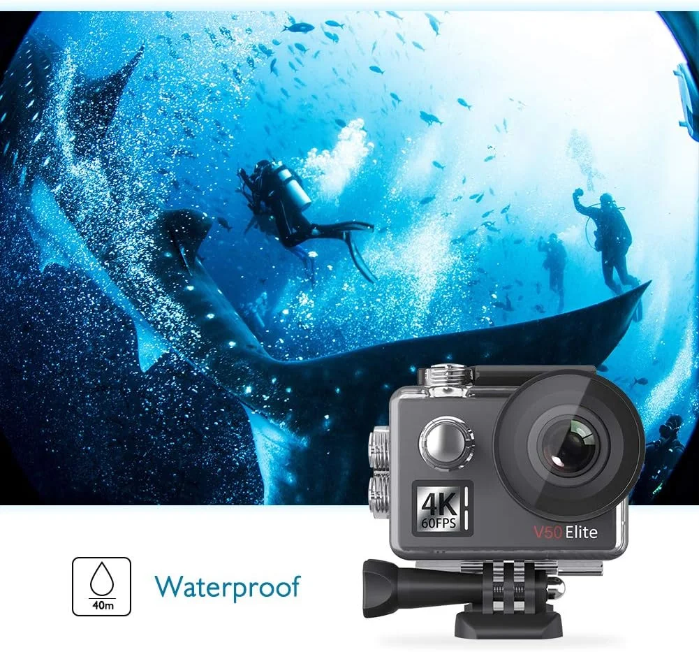 دوربین اکشن AKASO V50 Elite 4K60fps با صفحه لمسی و WiFi، کنترل صوتی EIS، ضد آب تا عمق 131 فوت، زوم 8 برابر، کنترل از راه دور (همراه با کارت MicroSD 64 گیگابایتی) دوربین اکشن AKASO V50 Elite 4K60fps با صفحه لمسی و WiFi، کنترل صوتی EIS، ضد آب تا عمق 131 فوت، زوم 8 برابر، کنترل از راه دور (همراه با کارت MicroSD 64 گیگابایتی)