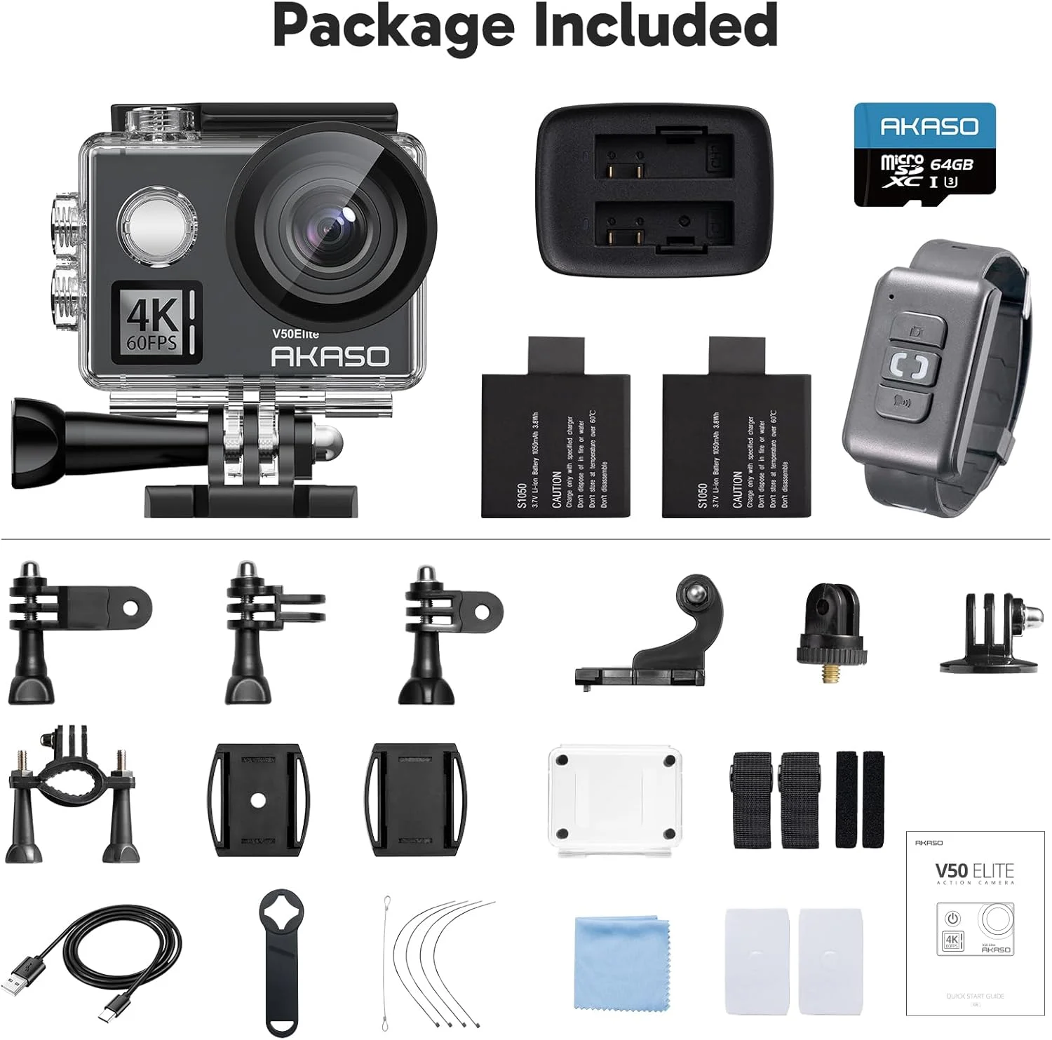 دوربین اکشن AKASO V50 Elite 4K60fps با صفحه لمسی و WiFi، کنترل صوتی EIS، ضد آب تا عمق 131 فوت، زوم 8 برابر، کنترل از راه دور (همراه با کارت MicroSD 64 گیگابایتی) دوربین اکشن AKASO V50 Elite 4K60fps با صفحه لمسی و WiFi، کنترل صوتی EIS، ضد آب تا عمق 131 فوت، زوم 8 برابر، کنترل از راه دور (همراه با کارت MicroSD 64 گیگابایتی)
