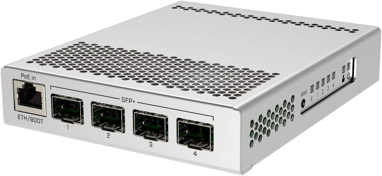 سوئیچ شبکه مدیریتی MikroTik CRS305-1G-4S+in گیگابیتی اترنت (10/100/1000) با قابلیت PoE، رنگ سفید