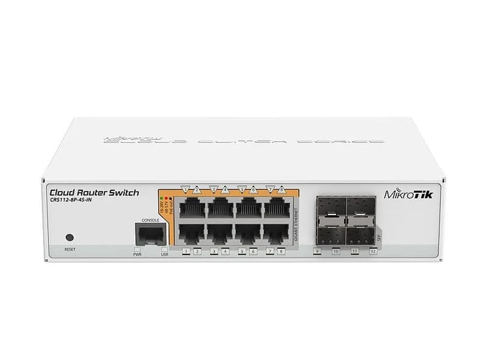 سوئیچ شبکه میکروتیک CRS112-8P-4S-IN گیگابیتی اترنت (10/100/1000) پاور بر روی اترنت (PoE) سفید
