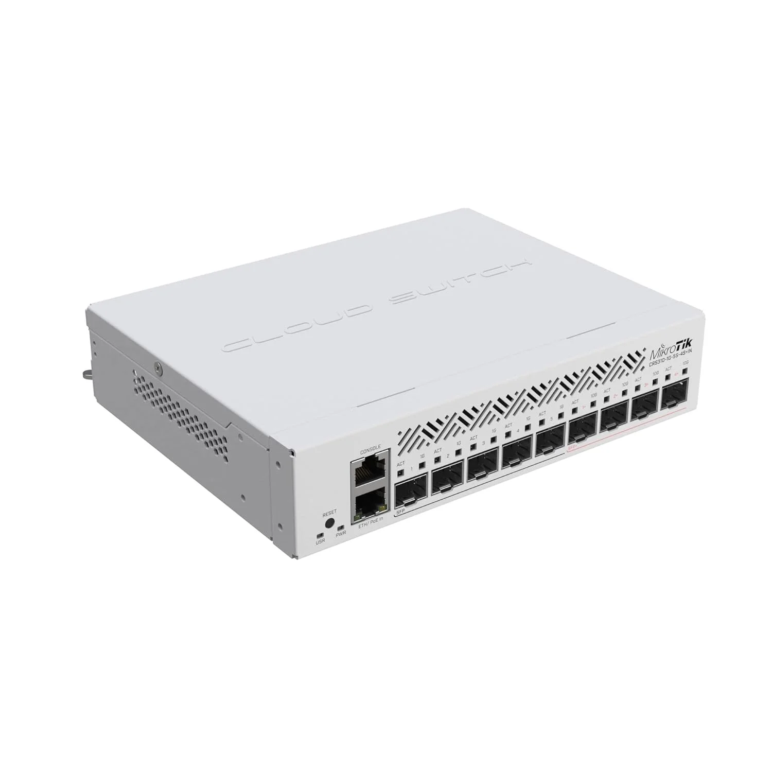 سوئیچ شبکه میکروتیک CRS310-1G-5S-4S+IN مدیریتی L3 با قابلیت PoE، یک یونیت