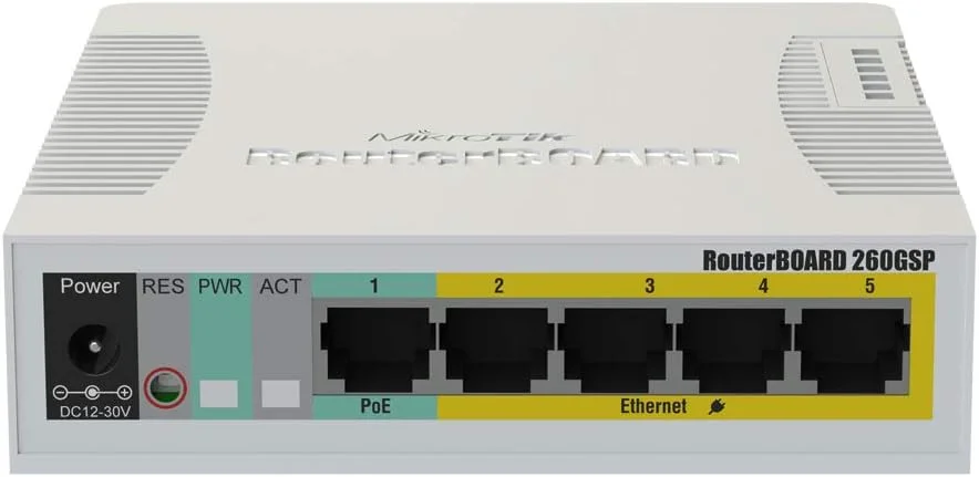 سوئیچ هوشمند ابری 5 پورت گیگابیتی میکروتیک CSS106-1G-4P-1S با قابلیت PoE و SwOS و SFP