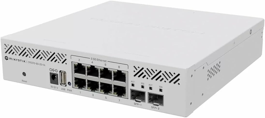 میکروتیک CRS310-8G 2S IN: سوئیچ هوشمند لایه 3 مدیریت شده با اتصال اترنت 2.5G (100/1000/2500)