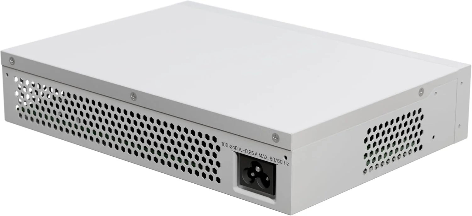 سوئیچ شبکه مدیریتی میکروتیک CSS318-16G-2S+in، دارای 16 پورت گیگابیتی اترنت و 2 پورت SFP+