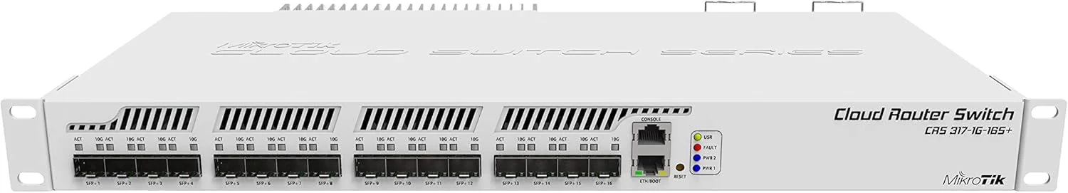 سوئیچ شبکه مدیریتی لایه 3 میکروتیک CRS317-1G-16S+RM بدون فن 1U خاکستری