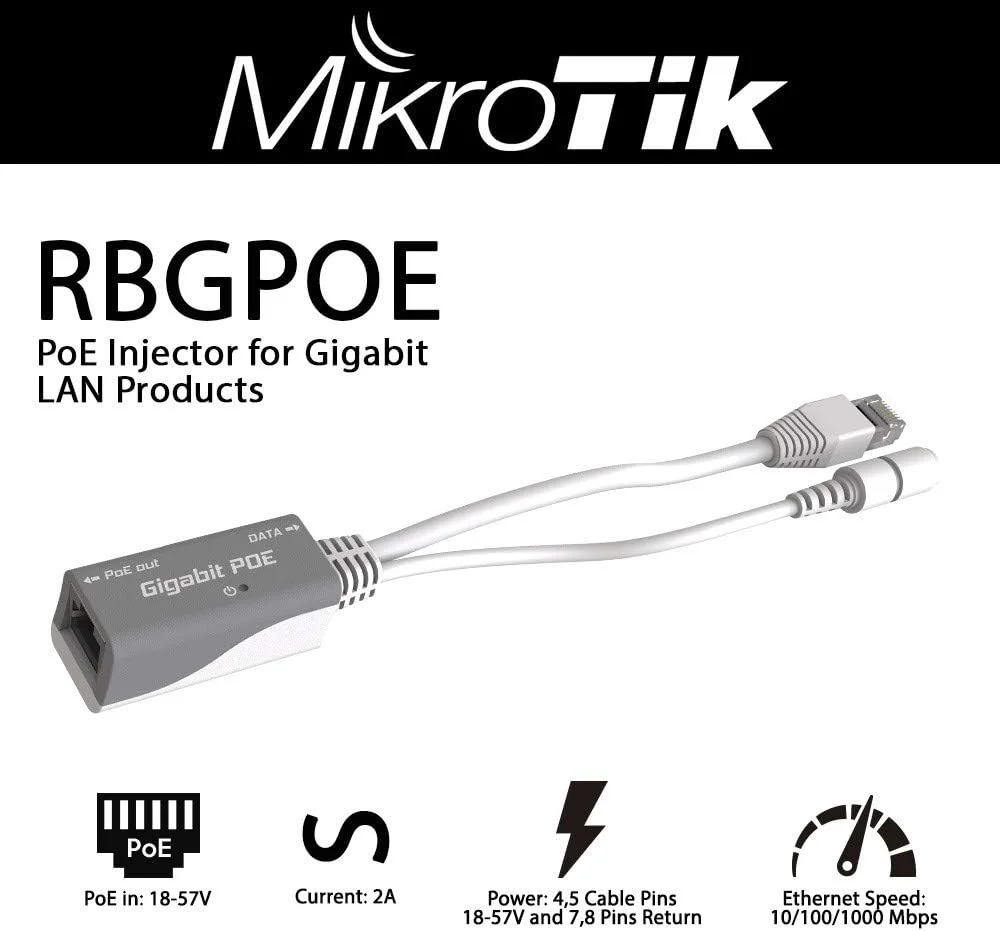 تزریق کننده PoE میکروتیک RBGPOE پورت های گیگابیتی اترنت تزریق کننده PoE میکروتیک RBGPOE پورت های گیگابیتی اترنت