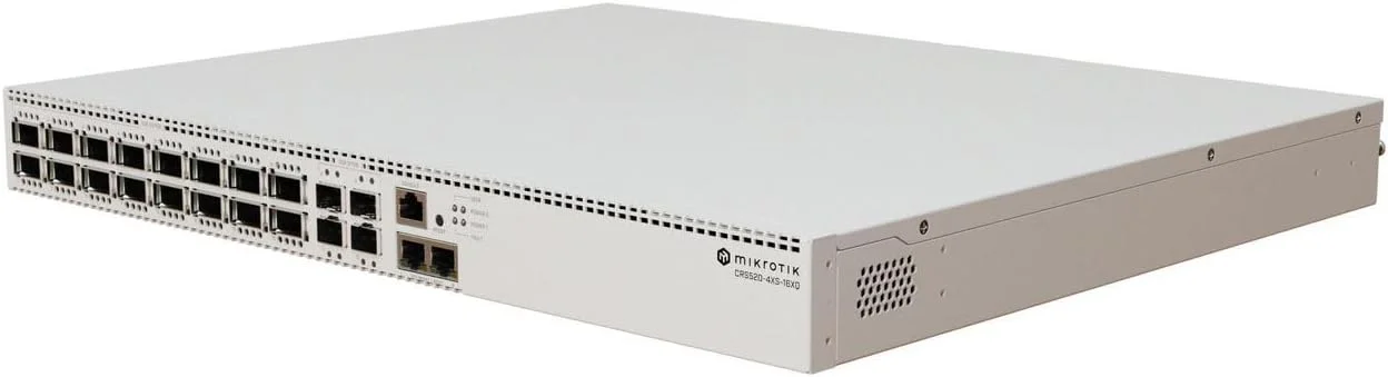 میکروتیک - سوئیچ CRS520-4XS-16XQ-RM با 2 پورت 2.5Gb، 4 پورت SFP28 25Gb و 16 پورت WSFP28 100Gb