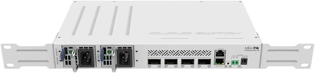 سوییچ روتر ابری MikroTik CRS504-4XQ-IN 650MHz با 4 پورت QSFP28 سازگار با اتصالات فیبر نوری 40G، 25G، 10G و 1G