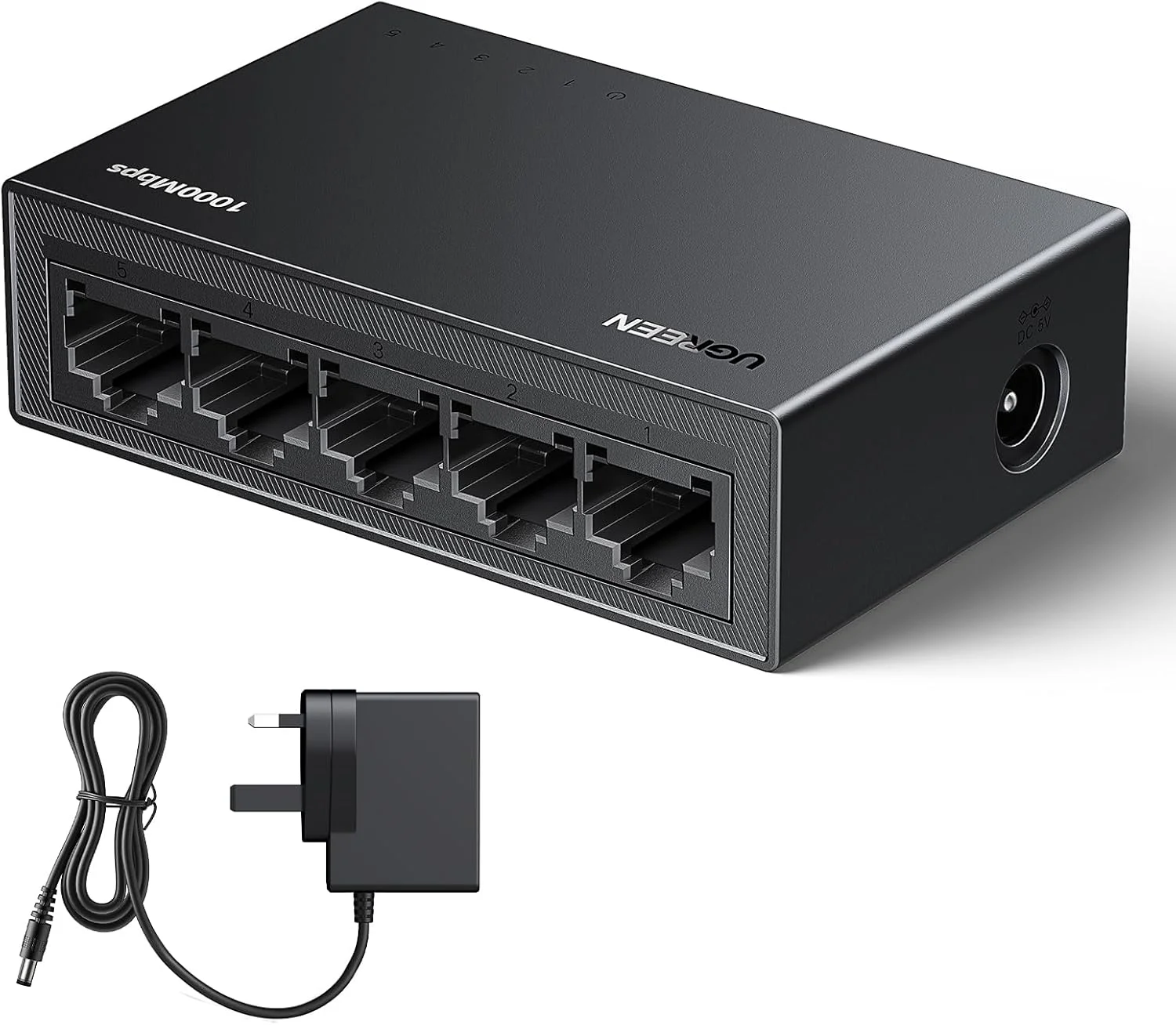 اسپلیتر شبکه دسکتاپ گیگابیتی 5 پورت UGREEN، با 5 پورت RJ45 با پشتیبانی از 10/100/1000 مگابیت بر ثانیه، آداپتور اترنت غیر مدیریتی Plug and Play، سازگار با روتر، تلویزیون، کنسول بازی، کامپیوتر