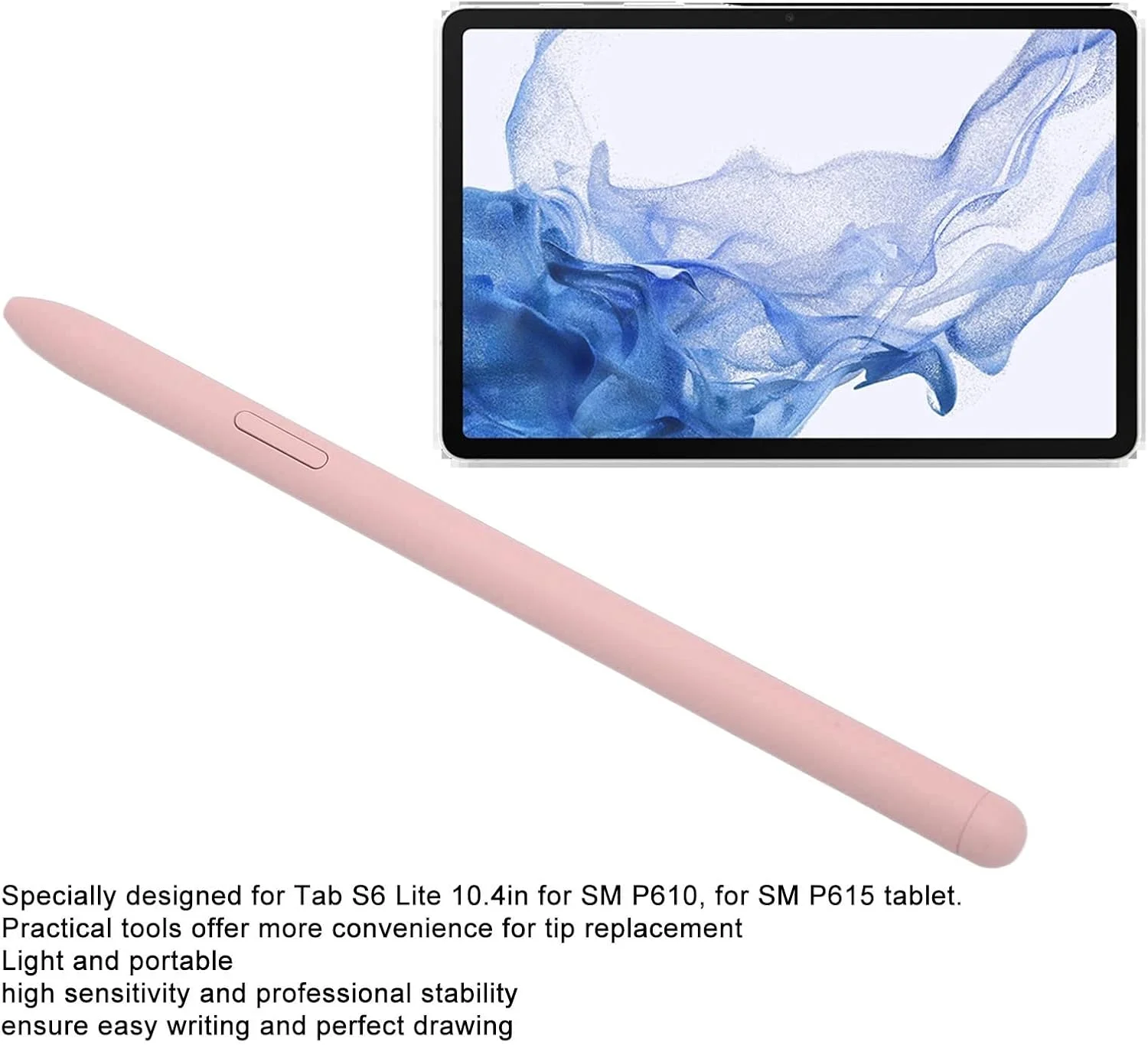 قلم استایلوس Tab S6 Lite، قلم جایگزین S6، قلم استایلوس S6 Lite، قلم لمسی S، برای تبلت SM P610 SM P615 (رنگ رُزگلد)