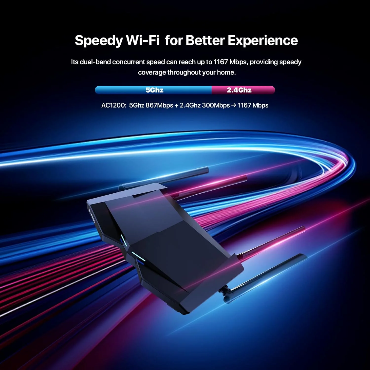 روتر وایرلس گیگابیتی دو بانده تندا AC10 AC1200 MU-MIMO، سرعت وای فای تا 867 مگابیت بر ثانیه در 5 گیگاهرتز + 300 مگابیت بر ثانیه در 2.4 گیگاهرتز، 4 پورت گیگابیتی LAN، 4 آنتن 5dBi، کنترل والدین، زمانبندی WiFi، VPN، مشکی