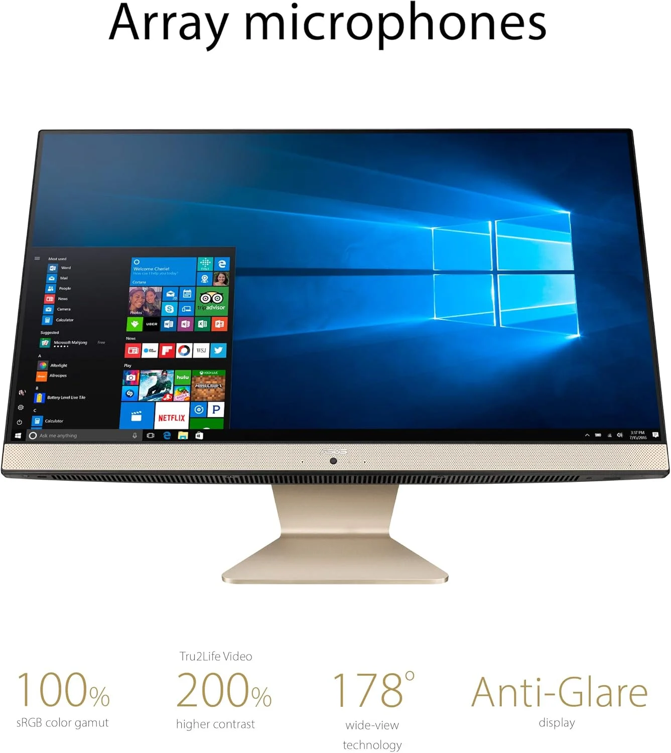 کامپیوتر همه کاره ASUS AiO، صفحه نمایش 23.8 اینچی FHD ضد تابش نور، پردازنده Intel Pentium Gold 7505، رم 8 گیگابایتی DDR4، حافظه SSD 256 گیگابایتی PCIe، ویندوز 10 هوم، قفل Kensington، مدل V241EA-ES001