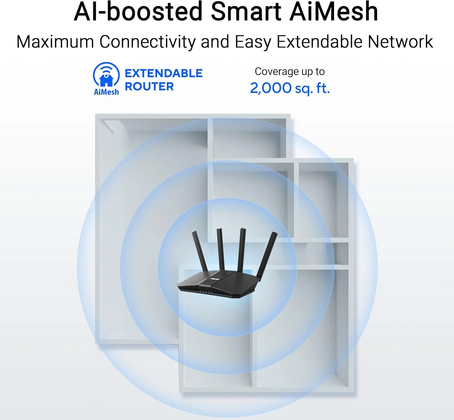 روتر ASUS RT-BE58U WiFi 7 AiMesh با قابلیت توسعه، 4K-QAM، MLO، تشخیص هوش مصنوعی، پورت 2.5G WAN/LAN، چهار پورت 1G، امنیت شبکه تجاری، کنترل والدین، شبکه IoT، شبکه کودکان، شبکه VPN