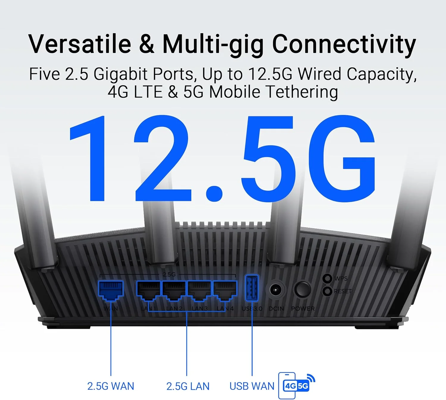 روتر هوشمند ASUS RT-BE82U دو بانده WiFi 7 (802.11be) با قابلیت توسعه AiMesh، سرعت 6500 مگابیت بر ثانیه، پنج پورت 2.5 گیگابیتی، کنترل والدین و VPN، امنیت پیشرفته شبکه