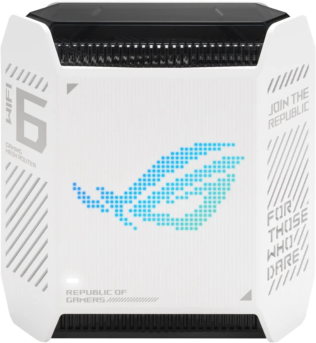 روتر گیمینگ مش تری باند گیگابیتی Asus Wifi 6 802.11ax مدل GT6 ROG Rapture (تک عددی) 802.11ax با پورت های اترنت LAN (RJ45) 101001000 مگابیت بر ثانیه و 3 آنتن داخلی سفید