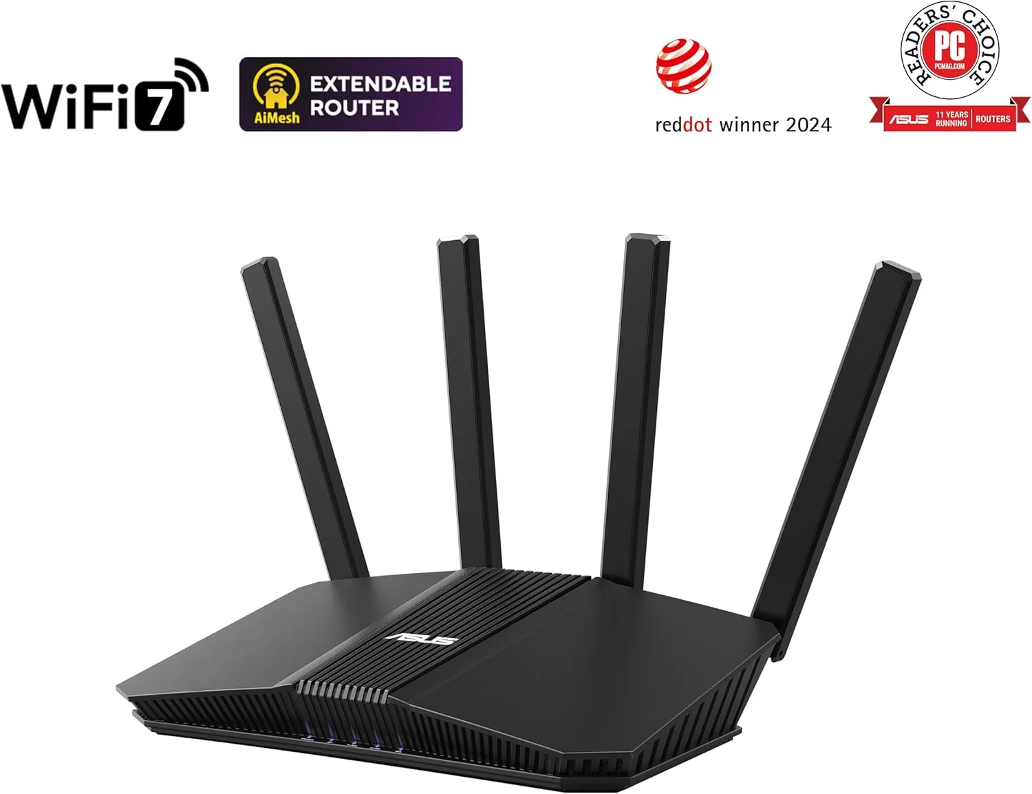 روتر ASUS RT-BE58U WiFi 7 AiMesh با قابلیت توسعه، 4K-QAM، MLO، تشخیص هوش مصنوعی، پورت 2.5G WAN/LAN، چهار پورت 1G، امنیت شبکه تجاری، کنترل والدین، شبکه IoT، شبکه کودکان، شبکه VPN