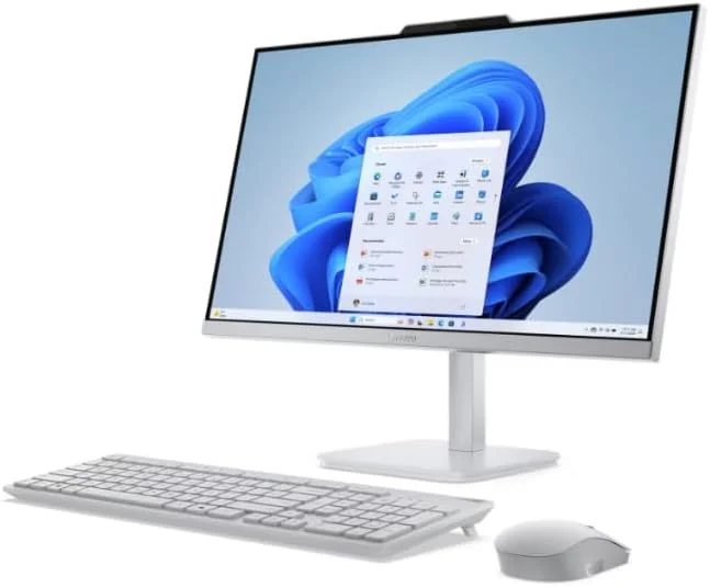 کامپیوتر همه کاره Lenovo AIO A100 - صفحه نمایش 23.8 اینچی FHD IPS، پردازنده Intel N100 (جایگزین i3)، 16 گیگابایت DDR4، 512 گیگابایت SSD، Wi-Fi 6، ویندوز 11 پرو، کیبورد و ماوس بی سیم، 1 سال گارانتی Lenovo (خاکستری ابری)