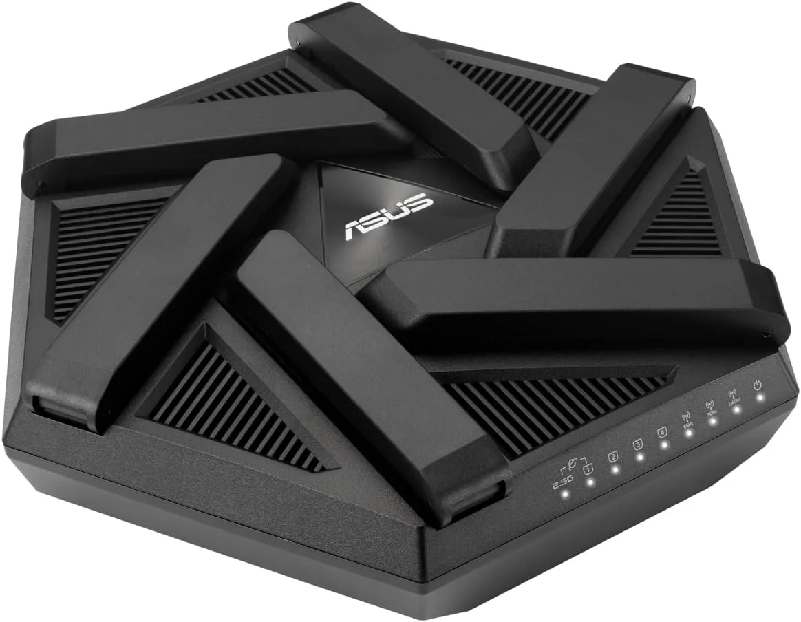 روتر بی سیم ایسوس 7800 مگابیت بر ثانیه، مش وای فای 5، وای فای 6، وای فای 6e، IEEE 802.11a، IEEE 802.11b، IEEE 802.11n، USB 3.2، 1 درگاه WAN، 3 درگاه 10/100/1000M، 1 درگاه 2.5GbE، تعداد آنتن