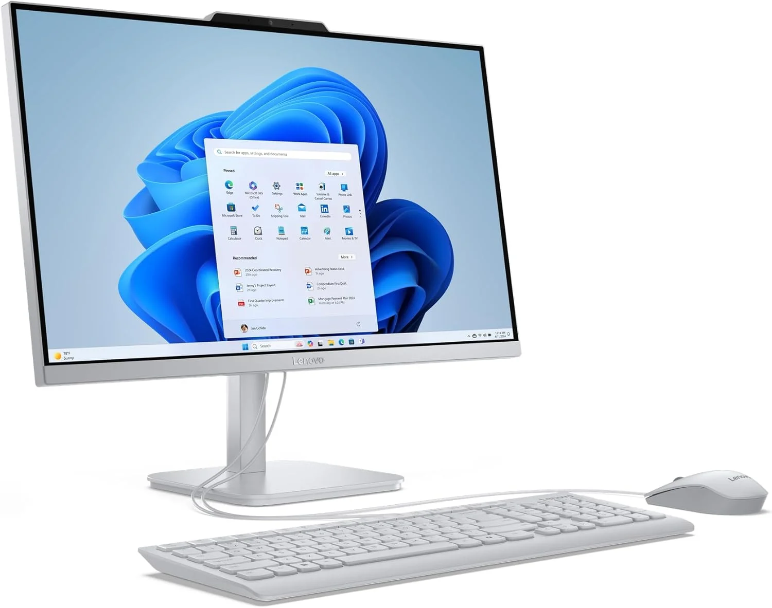کامپیوتر همه کاره لنوو AIO A100 با صفحه نمایش 23.8 اینچی FHD، پردازنده Intel Core i3-N305، رم 8 گیگابایتی DDR4، حافظه SSD 512 گیگابایتی، گرافیک Intel UHD، وای فای 6، ویندوز 11، رنگ خاکستری ابری