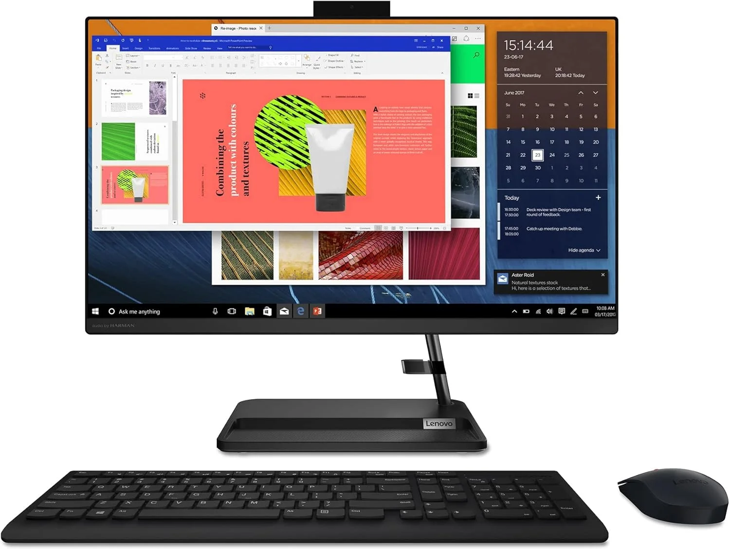 کامپیوتر همه کاره لنوو IdeaCentre AIO 3 نسل 11 اینتل i3 با صفحه نمایش 23.8 اینچی FHD IPS بدون حاشیه در 3 طرف، دارای Alexa داخلی (8 گیگابایت رم/512 گیگابایت SSD/ویندوز 11/MS Office 2021/دوربین HD 720p/کیبورد و ماوس بی سیم) مدل F0G0012HIN