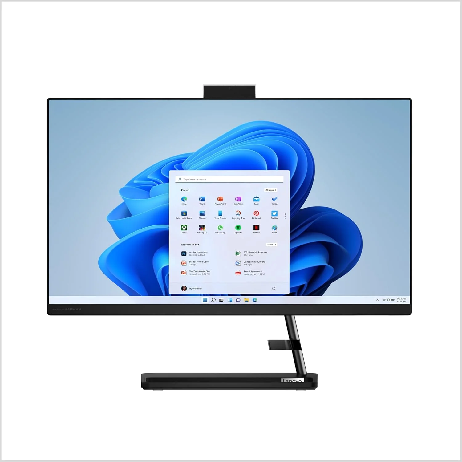 کامپیوتر همه کاره Lenovo IdeaCentre AIO 3i - (2023) - شامل ماوس و کیبورد - صفحه نمایش 23.8 اینچی FHD - ویندوز 11 - حافظه 8 گیگابایتی - حافظه داخلی 512 گیگابایتی - پردازنده Intel Core i3-1215U، مشکی