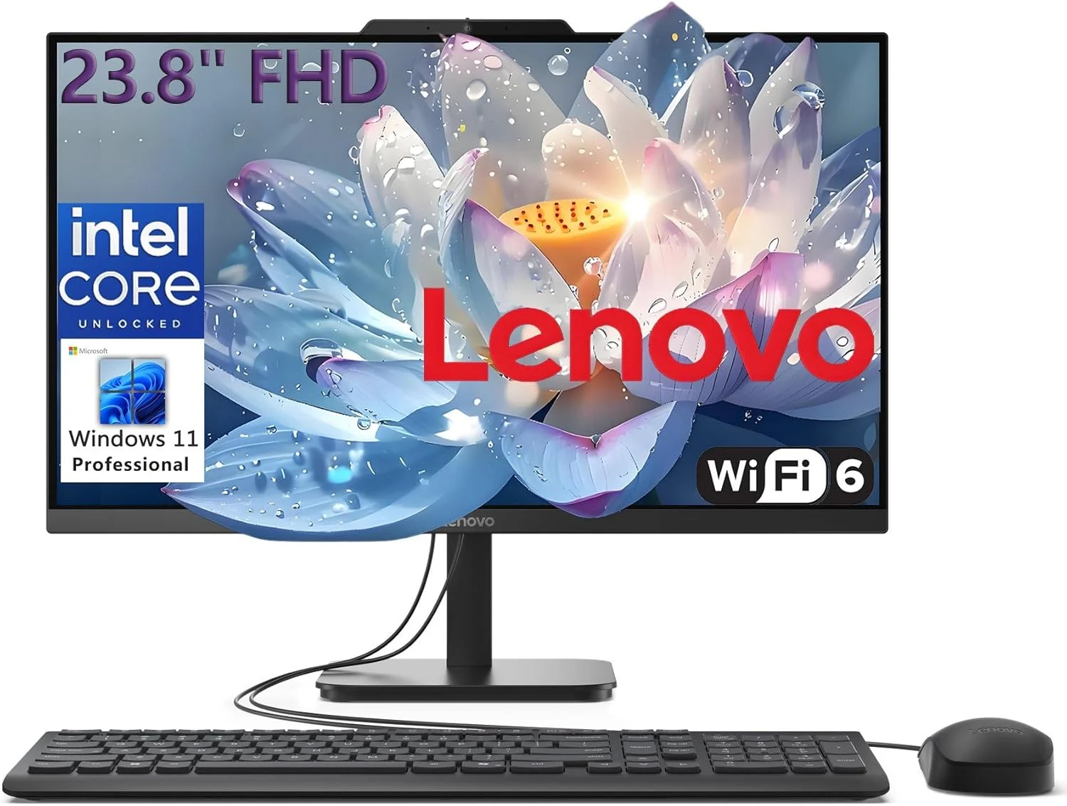 کامپیوتر همه کاره لنوو 24 اینچی مناسب برای دفتر کار خانگی، 32 گیگابایت رم DDR4، 1 ترابایت SSD PCIe، پردازنده 4 هسته ای اینتل (بهتر از i3-1110G4)، صفحه نمایش 23.8 اینچی FHD AIO، وای فای 6، بلوتوث، RJ-45، HDMI، ویندوز 11 پرو، AZ-XUT