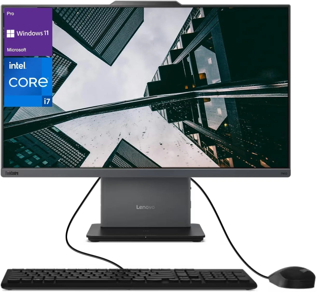 کامپیوتر همه کاره تجاری لنوو ThinkCentre Neo 50a، صفحه نمایش 23.8 اینچی FHD ضد تابش نور، پردازنده Intel Core i7-13620H، رم 16 گیگابایتی DDR5، حافظه SSD 512 گیگابایتی، کیبورد و ماوس سیمی، HDMI، RJ-45، وب کم، Wi-Fi 6، ویندوز 11 پرو، مشکی