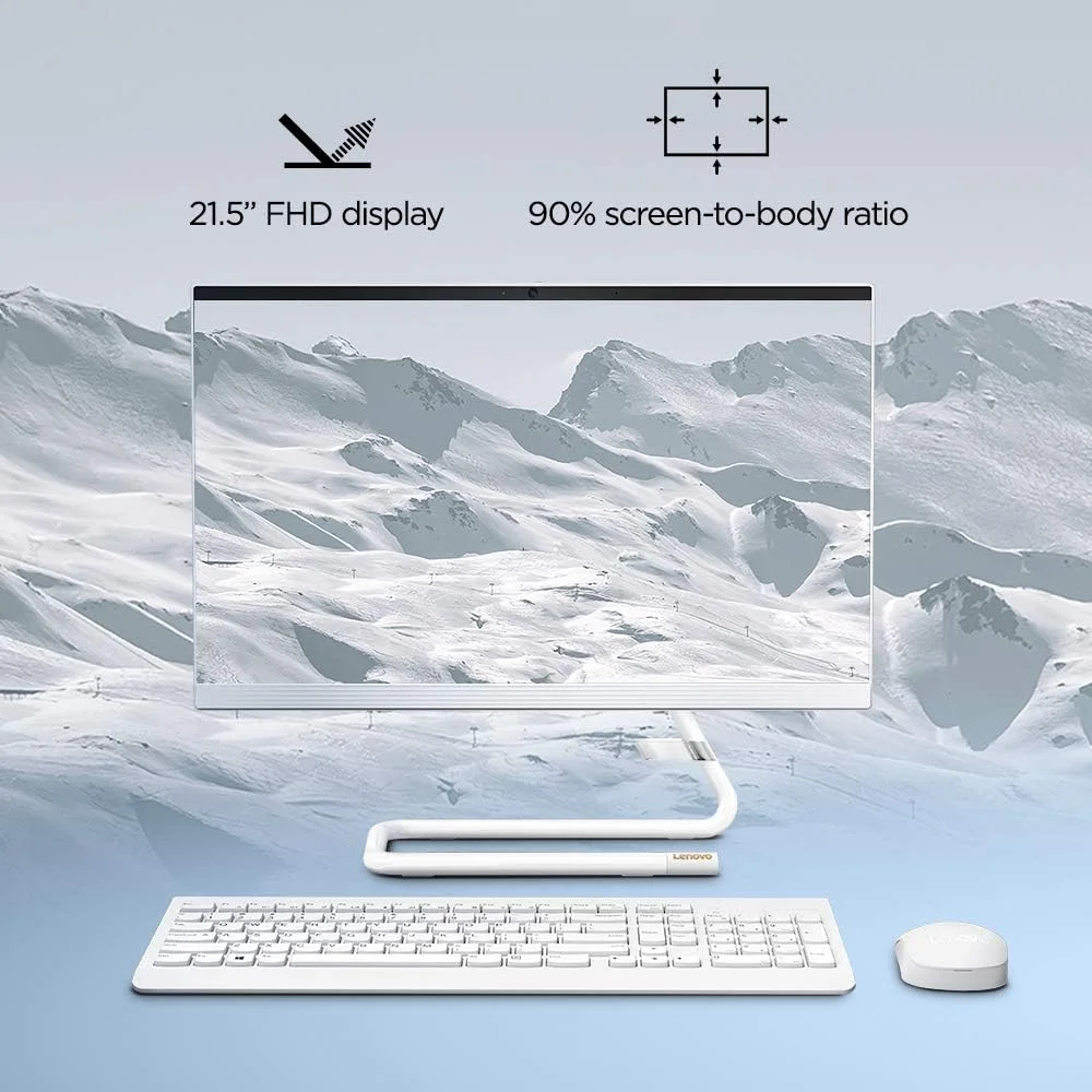 کامپیوتر همه کاره لنوو IdeaCentre AIO 3 با صفحه نمایش 21.5 اینچی FHD (پردازنده AMD Athlon Silver 3050U – سرعت پایه 2.3 گیگاهرتز/8 گیگابایت رم/1 ترابایت هارد دیسک/ویندوز 10/آفیس/گرافیک AMD Radeon/دوربین HD 720p/کیبورد و ماوس بی سیم) رنگ سفید مه آلود مدل F0EX0081IN کامپیوتر همه کاره لنوو IdeaCentre AIO 3 با صفحه نمایش 21.5 اینچی FHD (پردازنده AMD Athlon Silver 3050U – سرعت پایه 2.3 گیگاهرتز/8 گیگابایت رم/1 ترابایت هارد دیسک/ویندوز 10/آفیس/گرافیک AMD Radeon/دوربین HD 720p/کیبورد و ماوس بی سیم) رنگ سفید مه آلود مدل F0EX0081IN