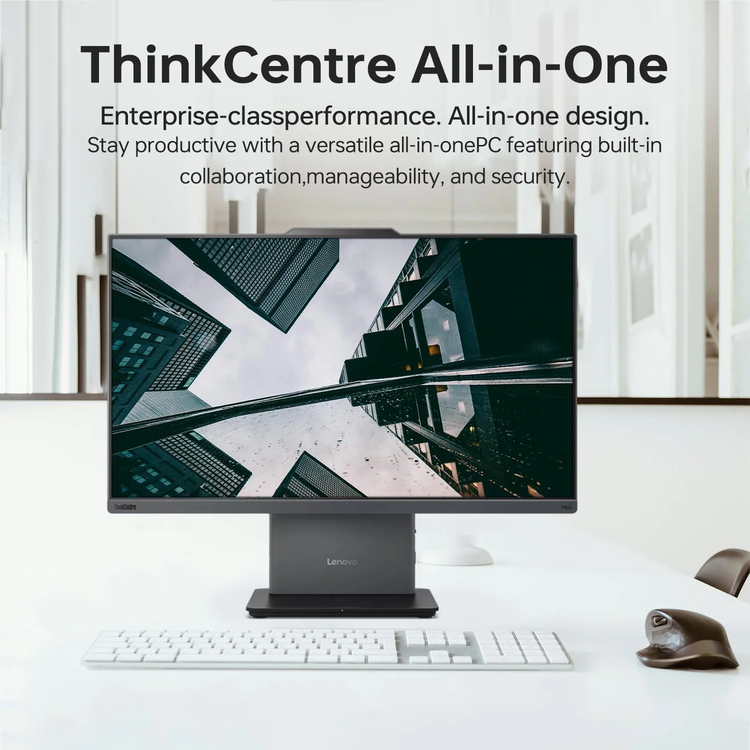 کامپیوتر همه کاره تجاری لنوو ThinkCentre Neo 50a، صفحه نمایش 23.8 اینچی FHD ضد تابش نور، پردازنده Intel Core i7-13620H، رم 16 گیگابایتی DDR5، حافظه SSD 512 گیگابایتی، کیبورد و ماوس سیمی، HDMI، RJ-45، وب کم، Wi-Fi 6، ویندوز 11 پرو، مشکی