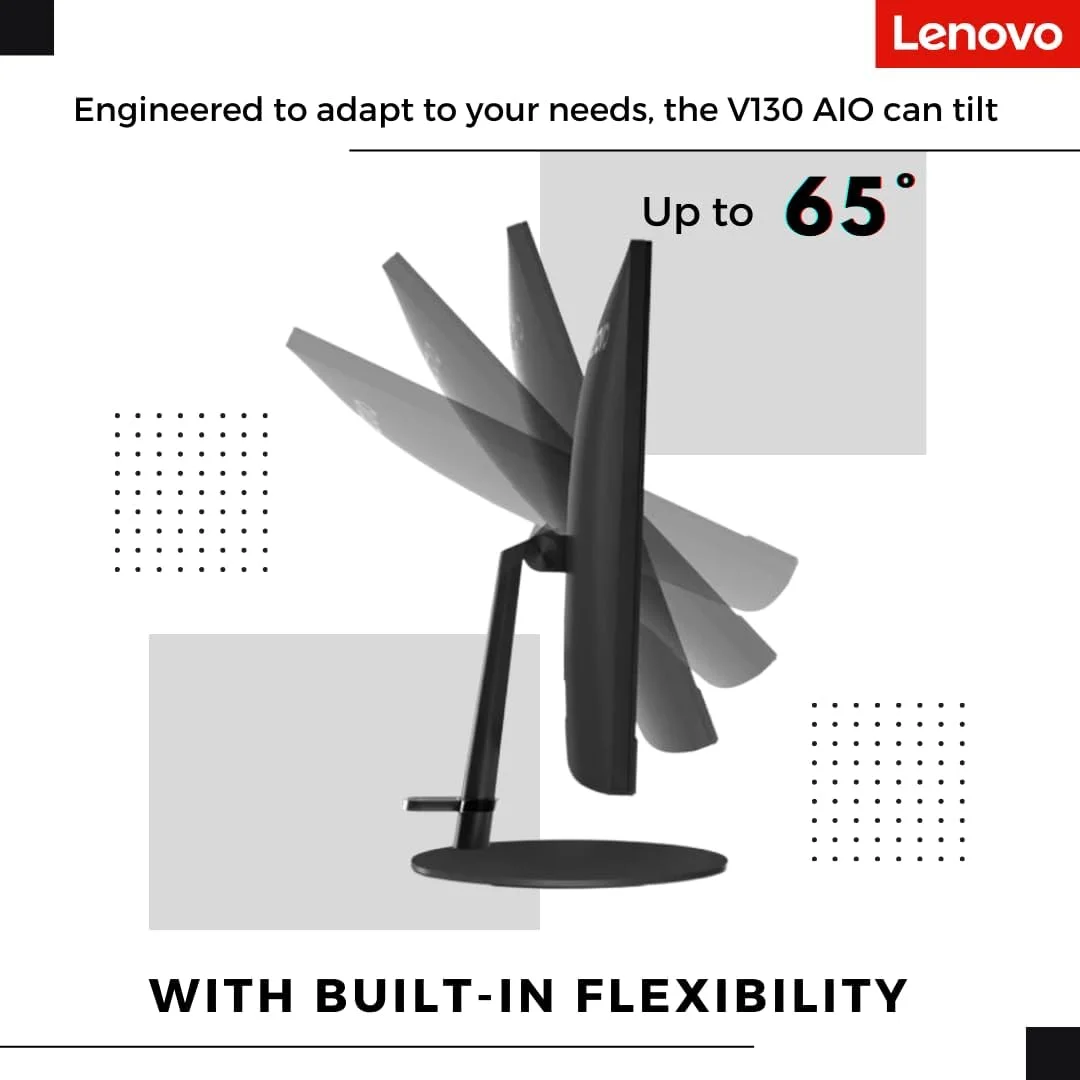 کامپیوتر همه کاره تجاری لنوو V130، پردازنده دو هسته ای اینتل، صفحه نمایش 19.5 اینچی HD+، رم 16 گیگابایتی، SSD PCIe 1 ترابایتی، DVD-RW، Wi-Fi، وب کم، HDMI، کیبورد و ماوس سیمی، ویندوز 11 پرو