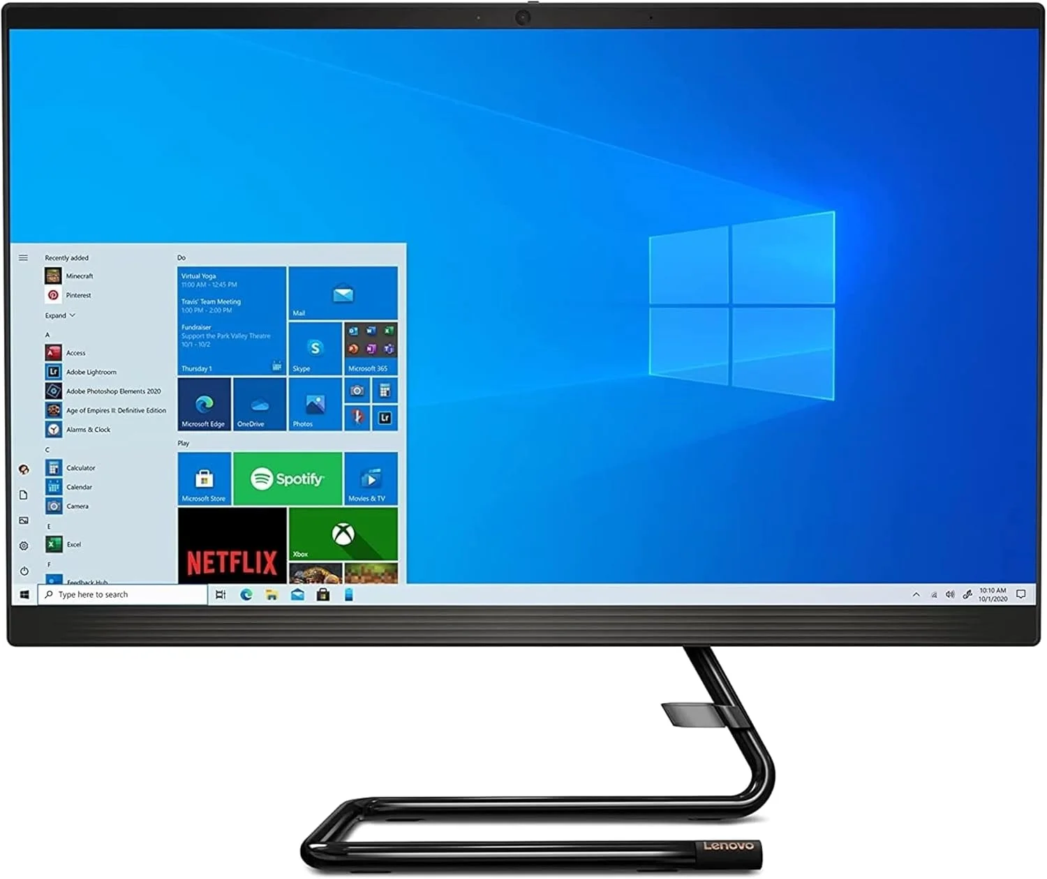 کامپیوتر همه کاره 24 اینچی Lenovo IdeaCentre AIO 3i، پردازنده Intel Core i3-10100T، گرافیک یکپارچه، نمایشگر FHD، رم 8 گیگابایتی DDR4، هارد دیسک 1 ترابایتی، SSD 256 گیگابایتی M.2، درایو DVD RW، ویندوز 10، F0EU00QYUS، مشکی