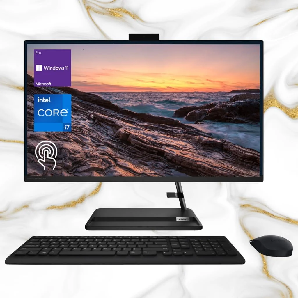 کامپیوتر همه کاره Lenovo 2023 IdeaCentre 3، دسکتاپ حرفه ای تجاری، صفحه نمایش لمسی 27 اینچی FHD، پردازنده Intel Core i7-13620H، رم 64 گیگابایتی، SSD 2 ترابایتی PCIe، وب کم، HDMI، Wi-Fi 6، ماوس و کیبورد بی سیم، ویندوز 11 پرو